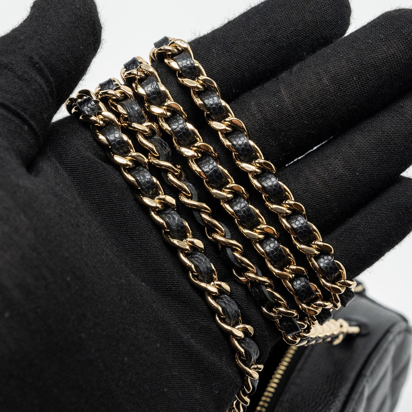 Chanel Round Clutch with Chain Caviar Black L