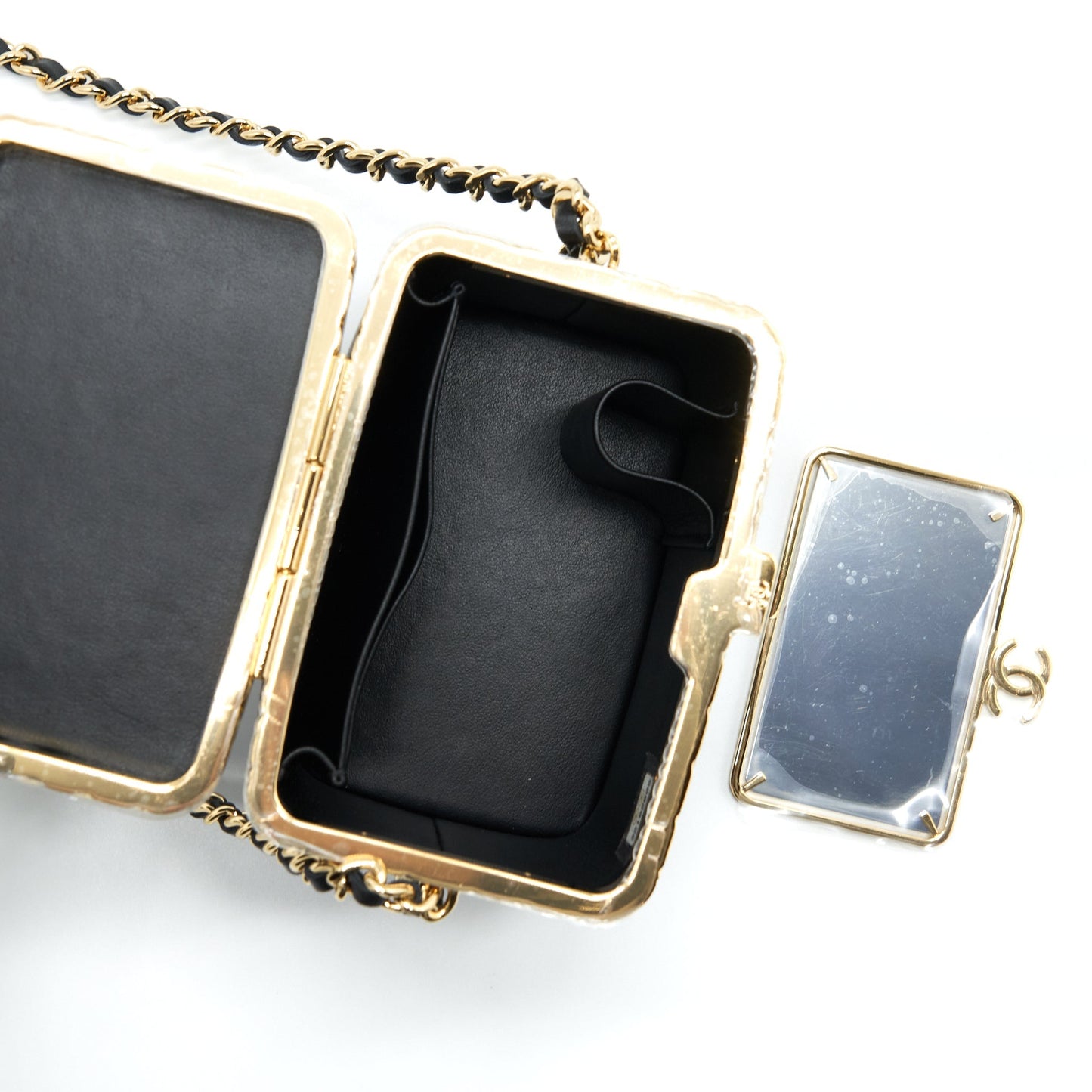Chanel Small Clip Flap Vanity With Chain Lambskin Black
