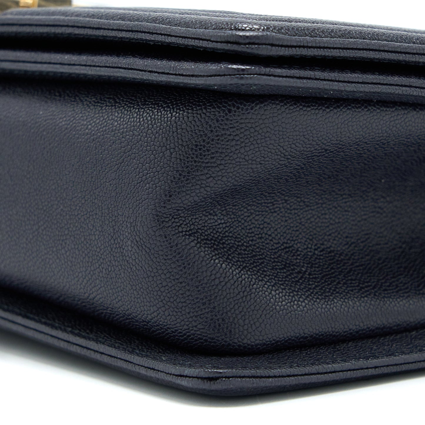 Chanel Medium Boy Bag Grained Calfskin Dark Blue L