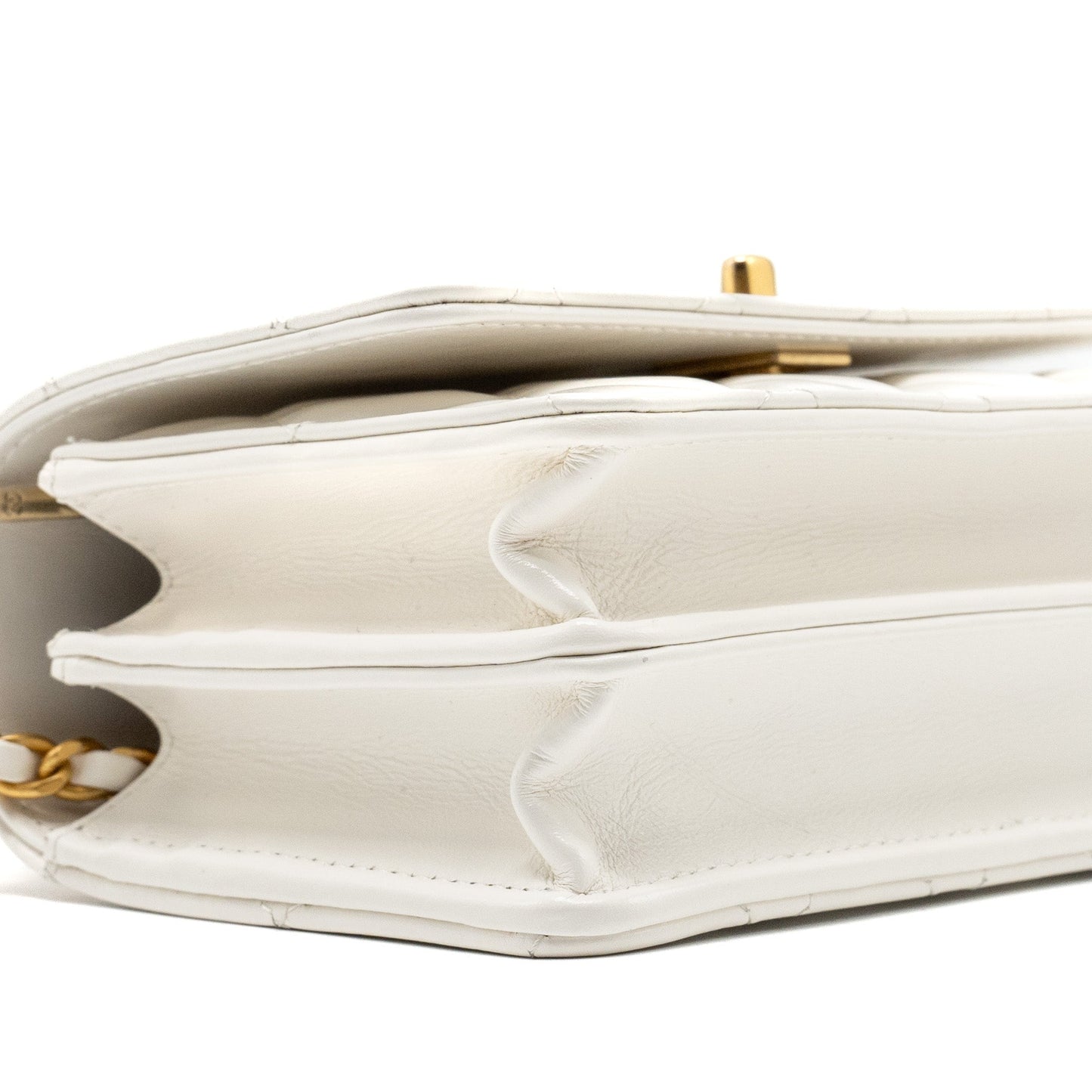 Chanel 23p rainbow letter handle mini wallet on chain calfskin white  (microchip)