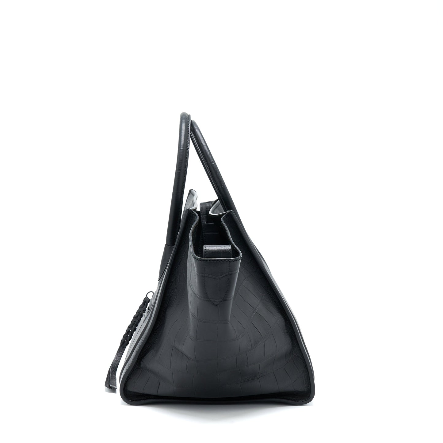 Celine Large Phantom Luggage Purse Crocodile-Embossed Calfskin Black
