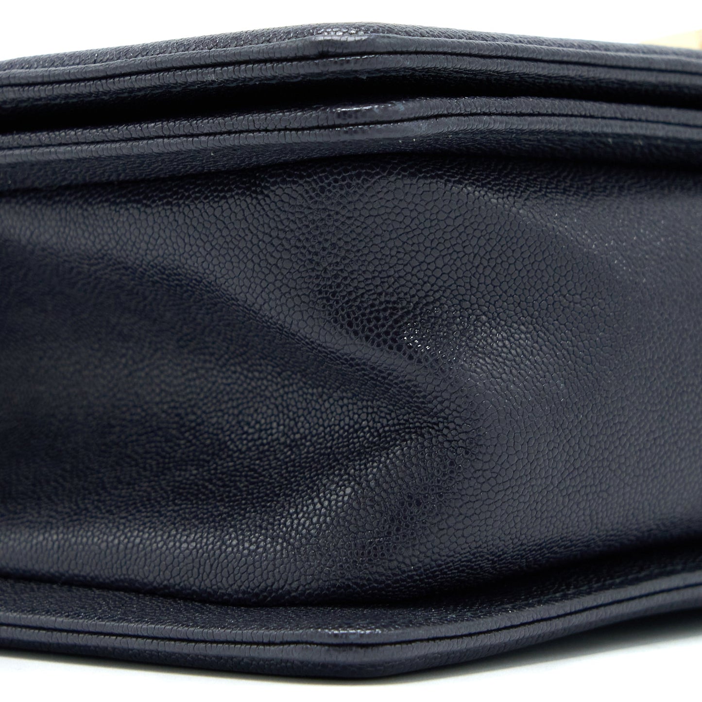 Chanel Medium Boy Bag Grained Calfskin Dark Blue L