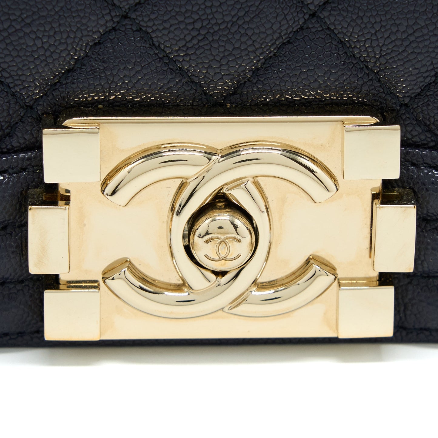 Chanel Medium Boy Bag Grained Calfskin Dark Blue L