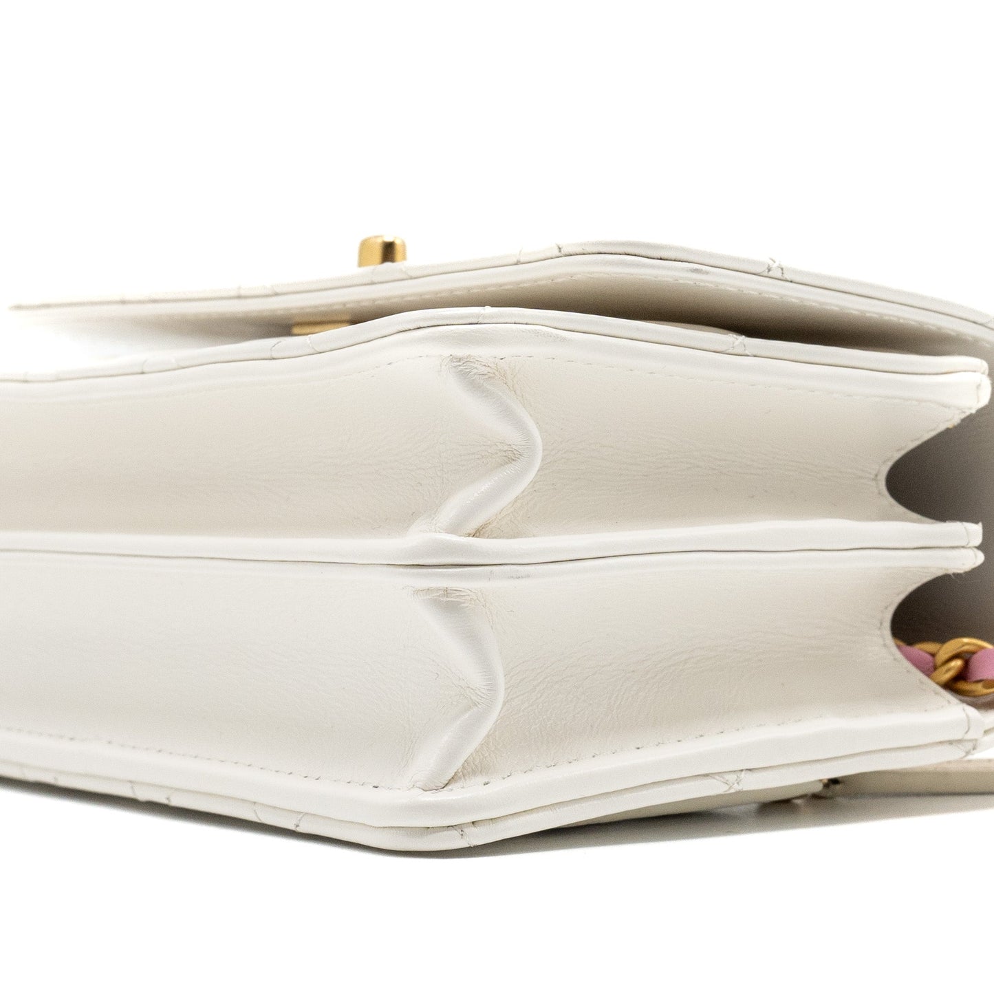 Chanel 23p rainbow letter handle mini wallet on chain calfskin white  (microchip)