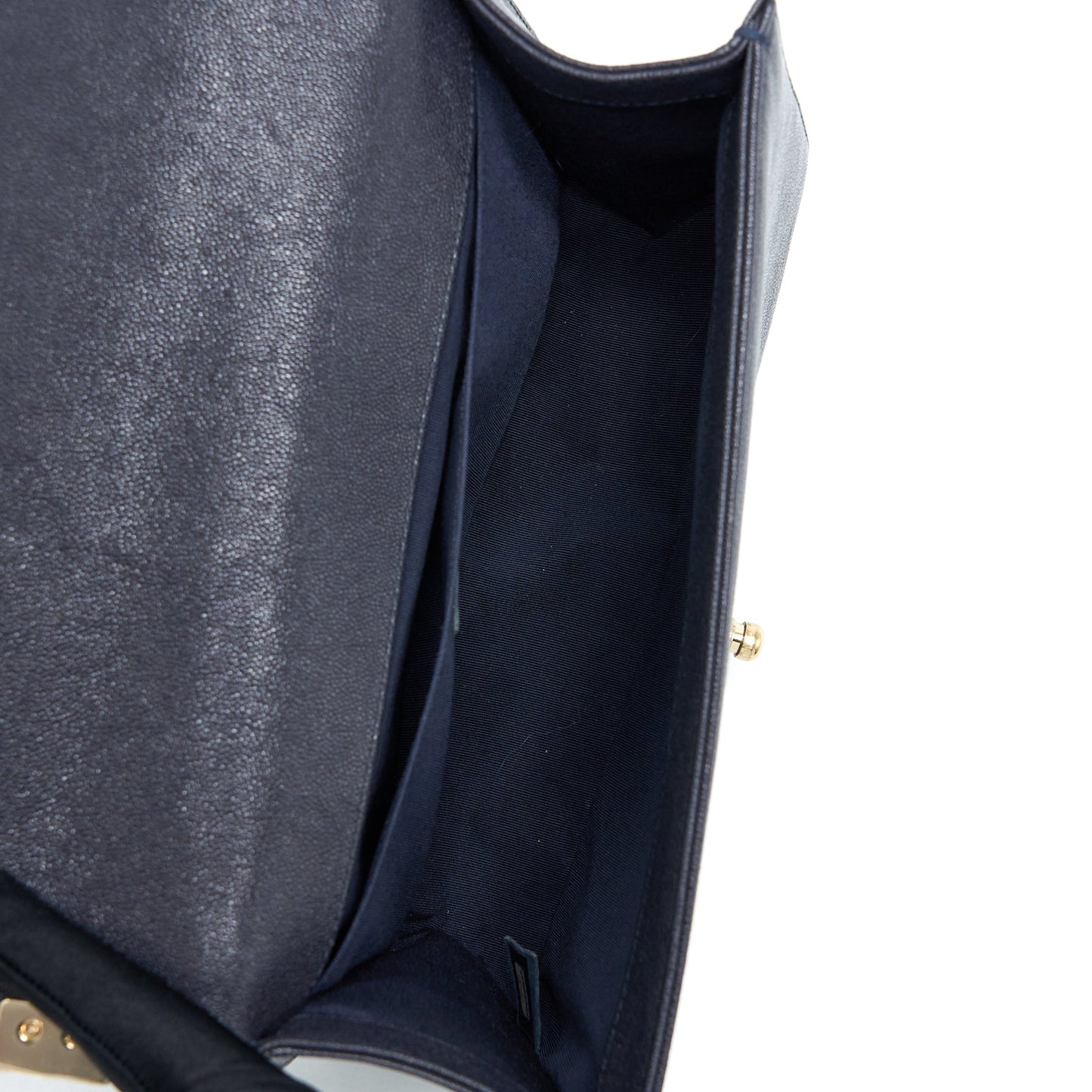 Chanel Medium Boy Bag Grained Calfskin Dark Blue L