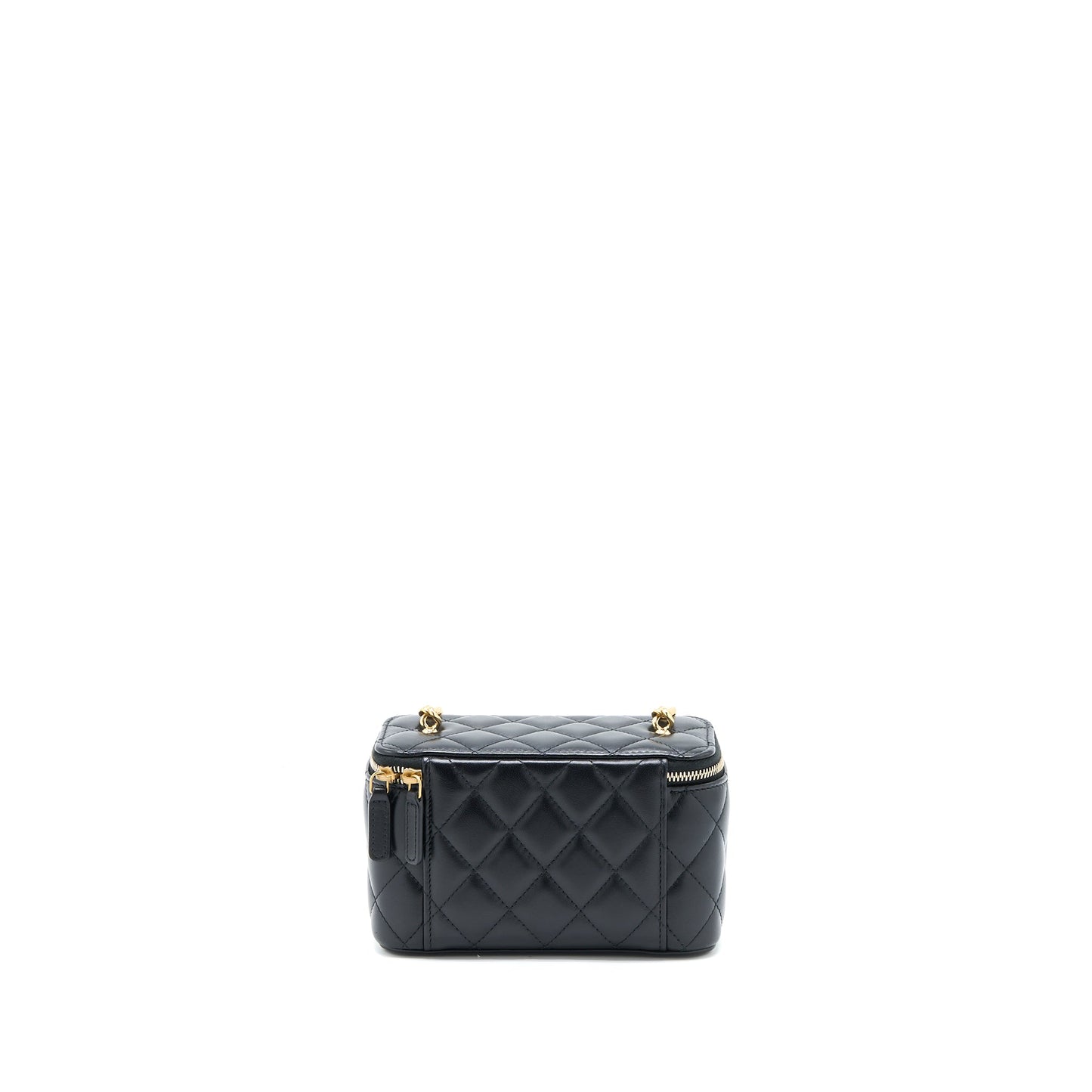 Chanel Long Vanity Detailed Gem Chain Lambskin Black  (Microchip)