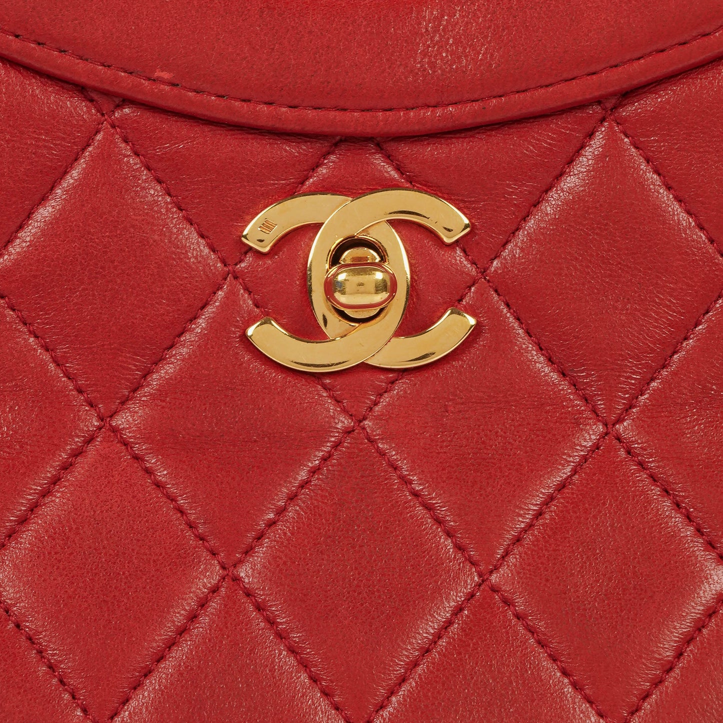 Chanel Red Lambskin Quilted Small 31  Shopping Tote Bag