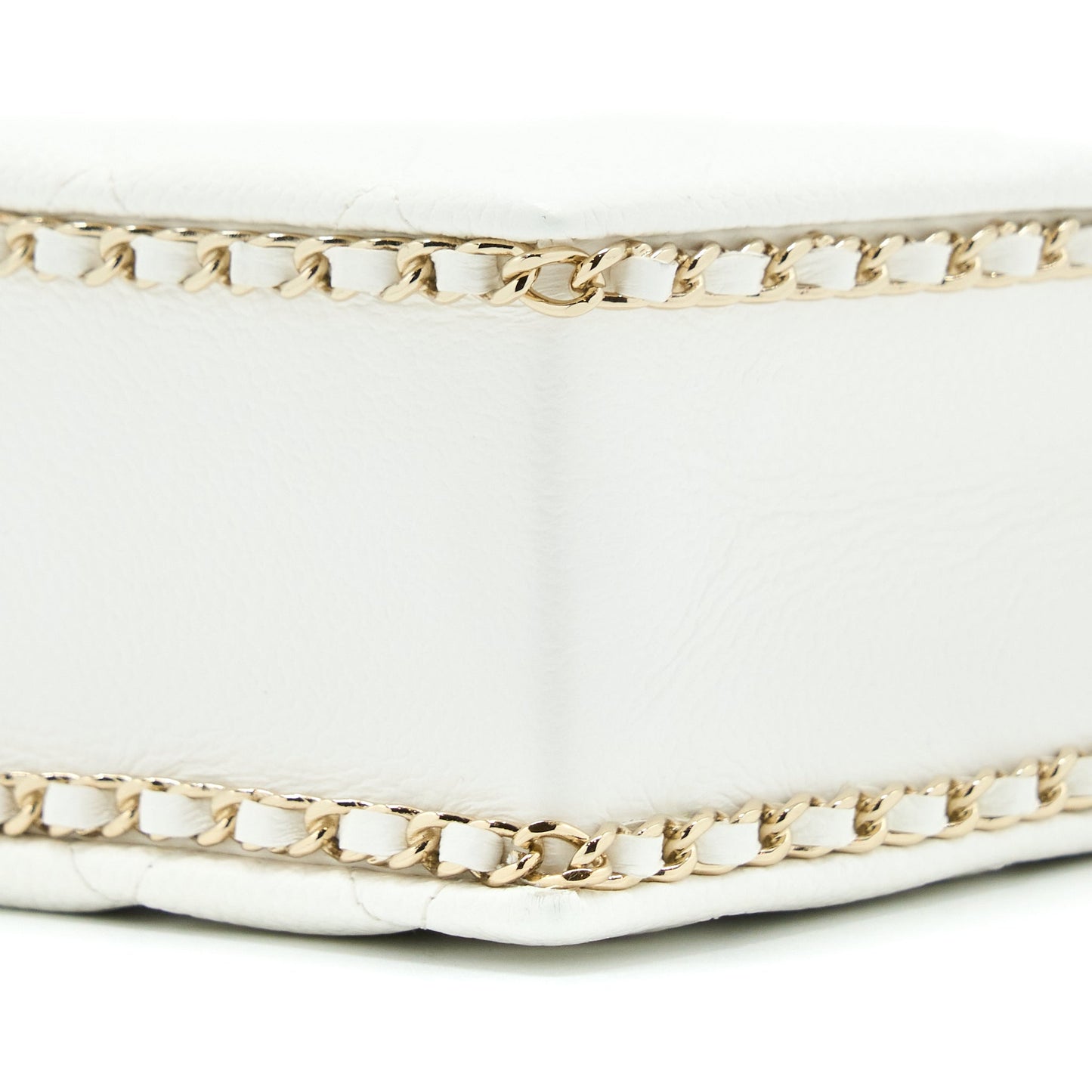 Chanel Vertical Evening Chain Bag Caviar White L (Microchip)