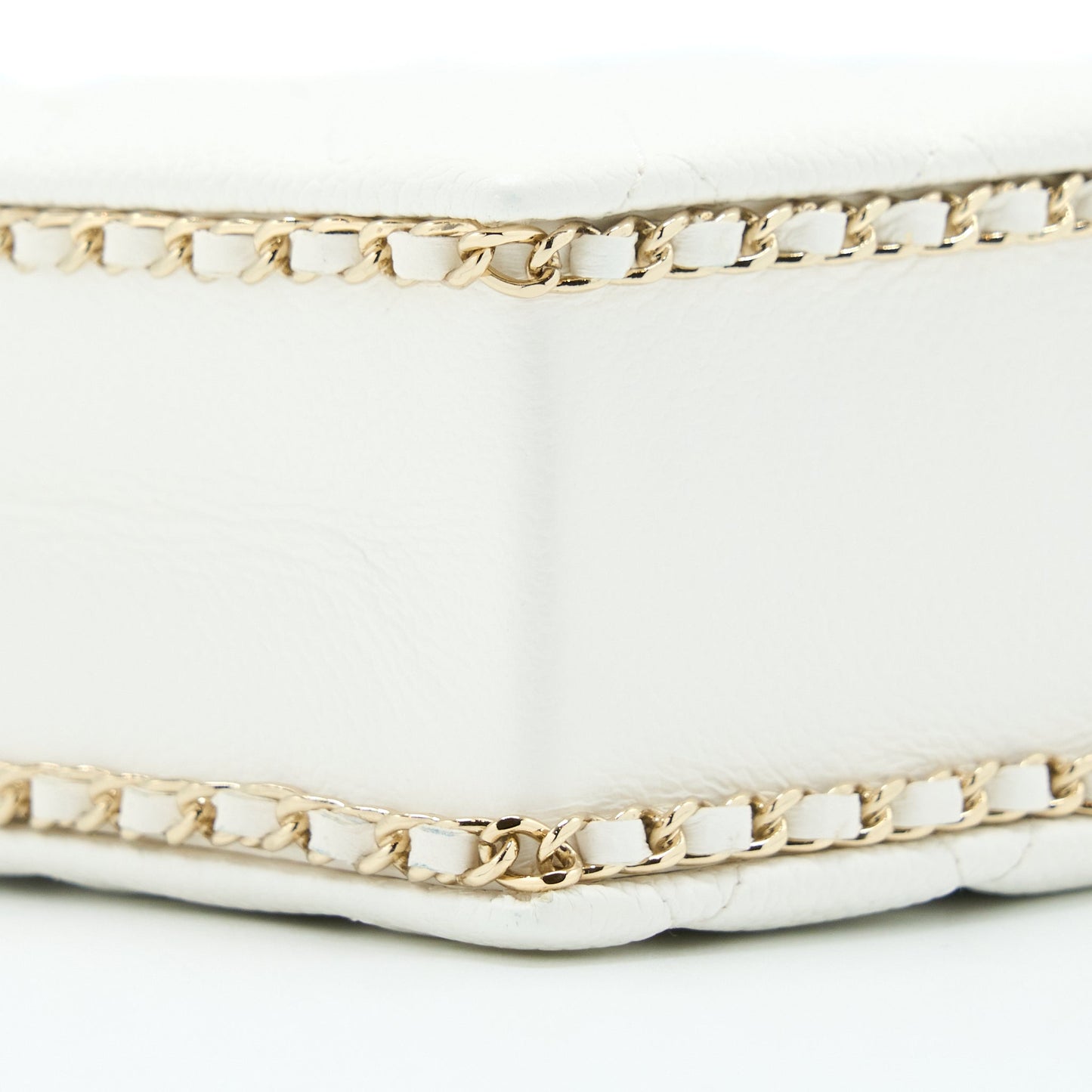 Chanel Vertical Evening Chain Bag Caviar White L (Microchip)