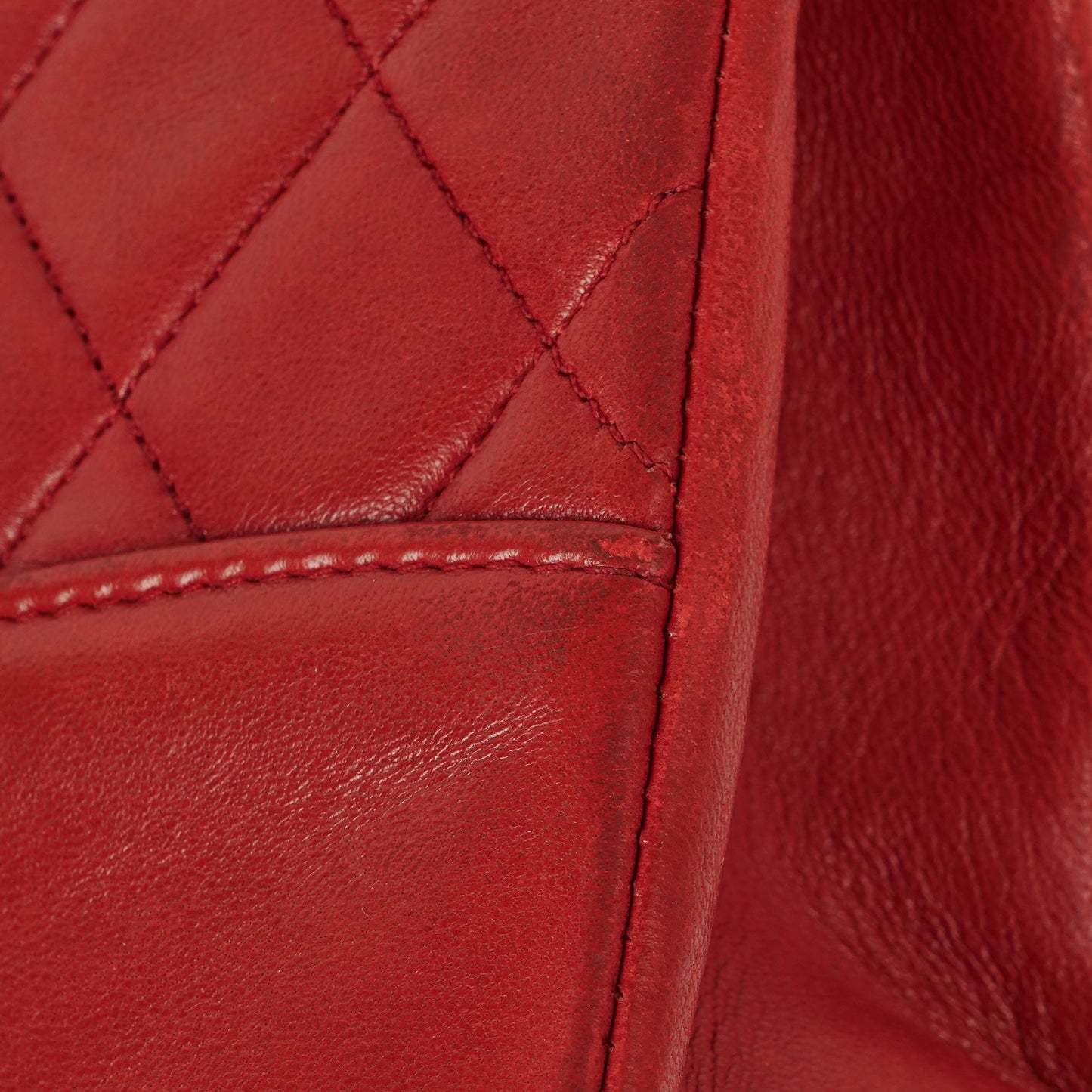 Chanel Red Lambskin Quilted Small 31  Shopping Tote Bag