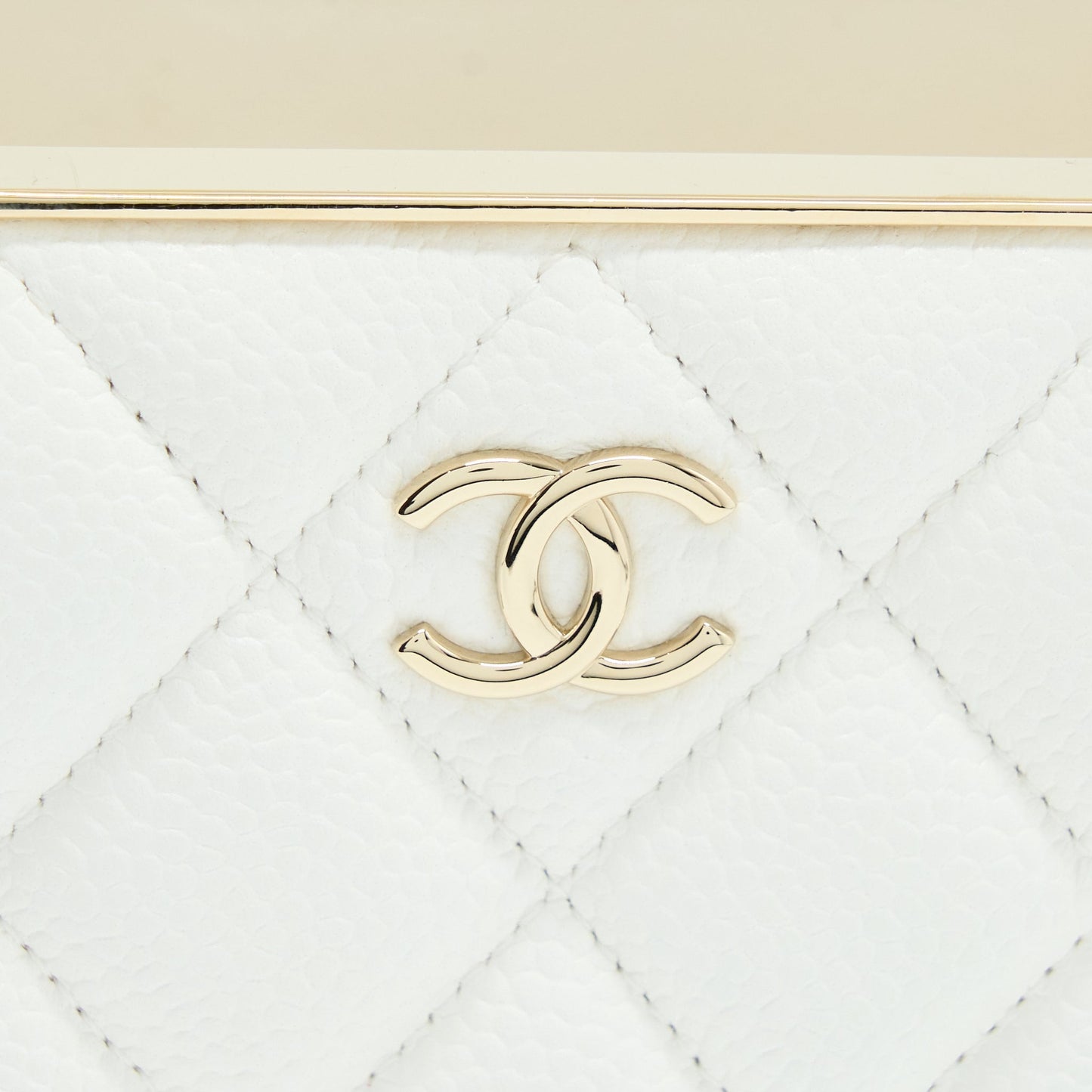 Chanel Vertical Evening Chain Bag Caviar White L (Microchip)