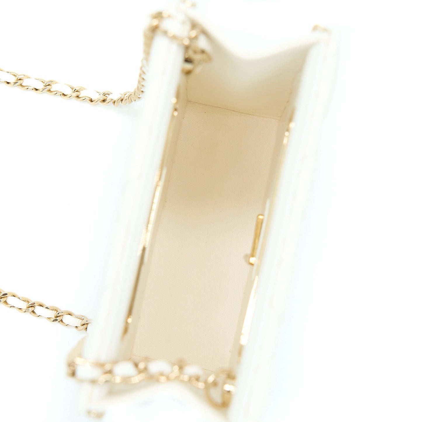 Chanel Vertical Evening Chain Bag Caviar White L (Microchip)