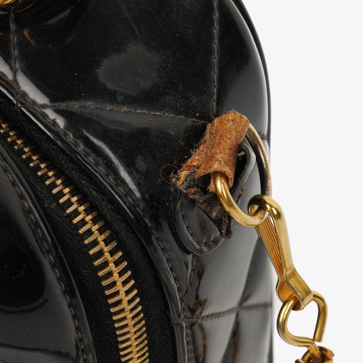 Chanel Lunch Box Black Quilted Patent Leather Tote Bag