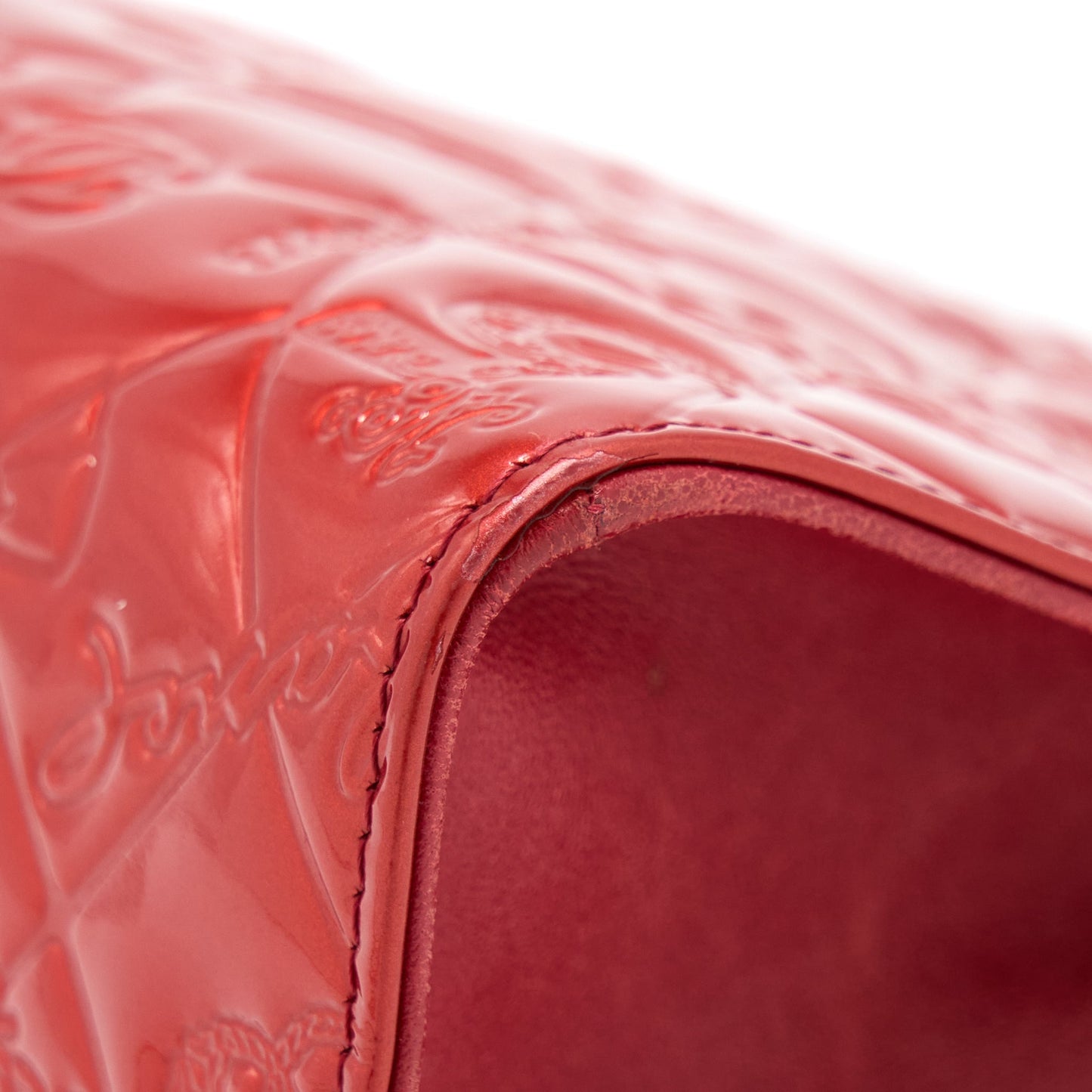 Chanel  Leather Charm Printed Chain Shoulder Bag Red