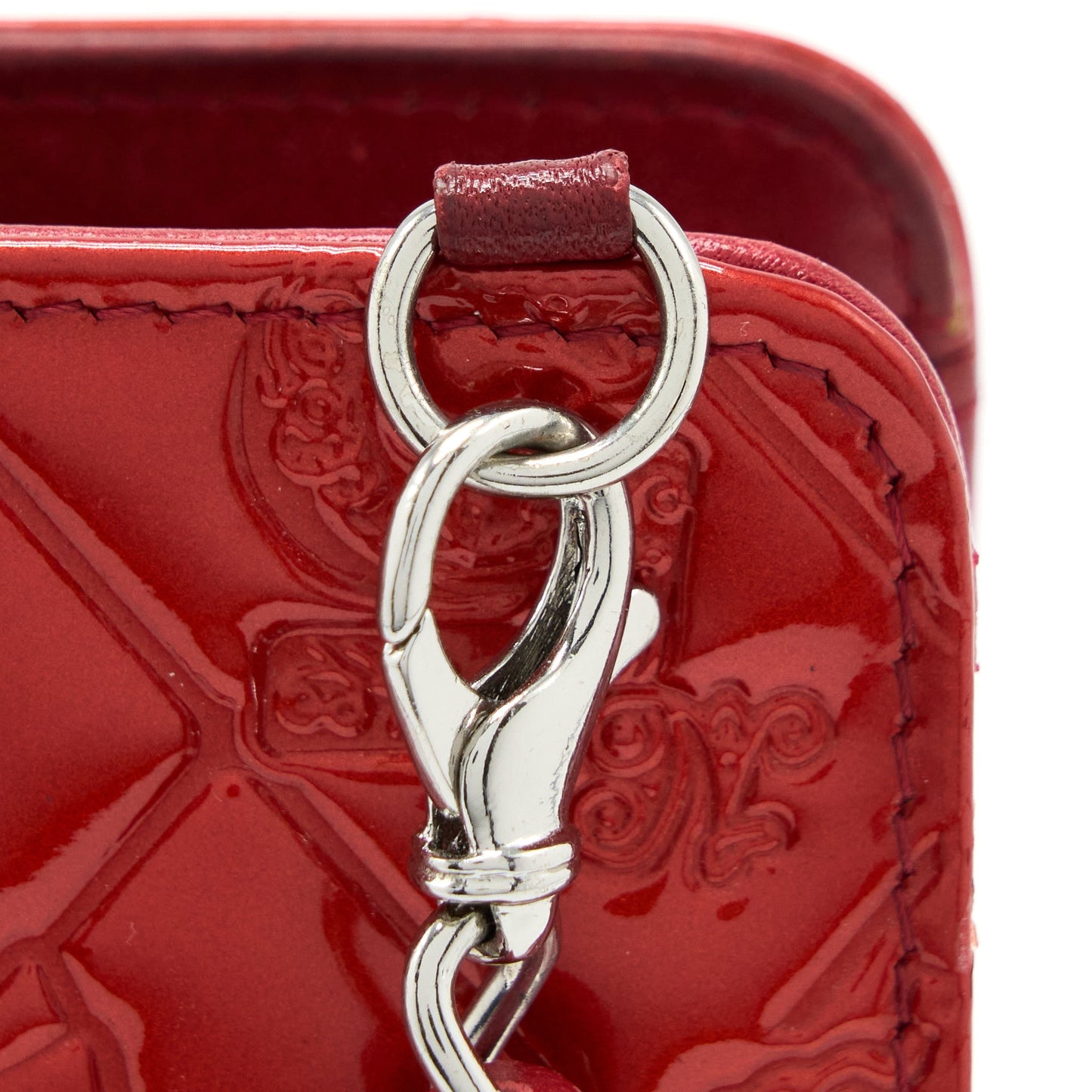 Chanel  Leather Charm Printed Chain Shoulder Bag Red