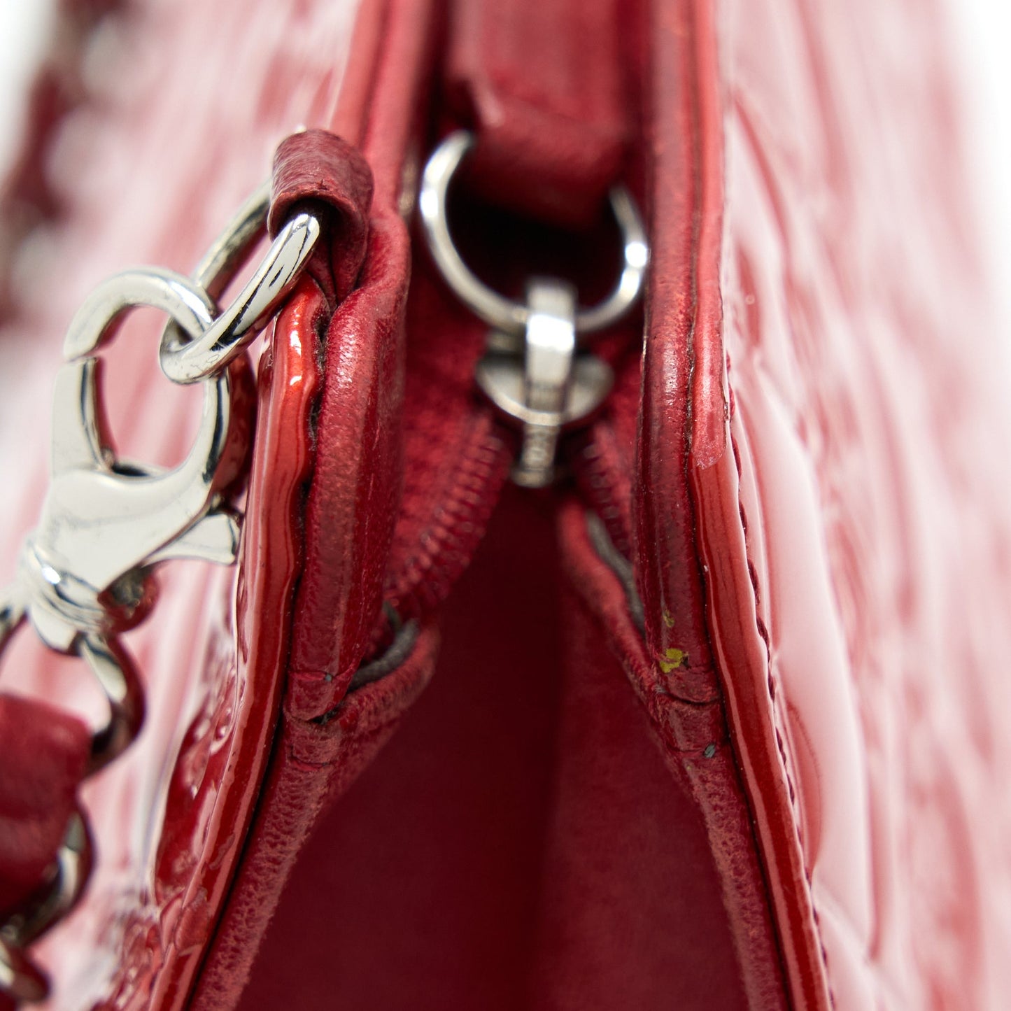 Chanel  Leather Charm Printed Chain Shoulder Bag Red