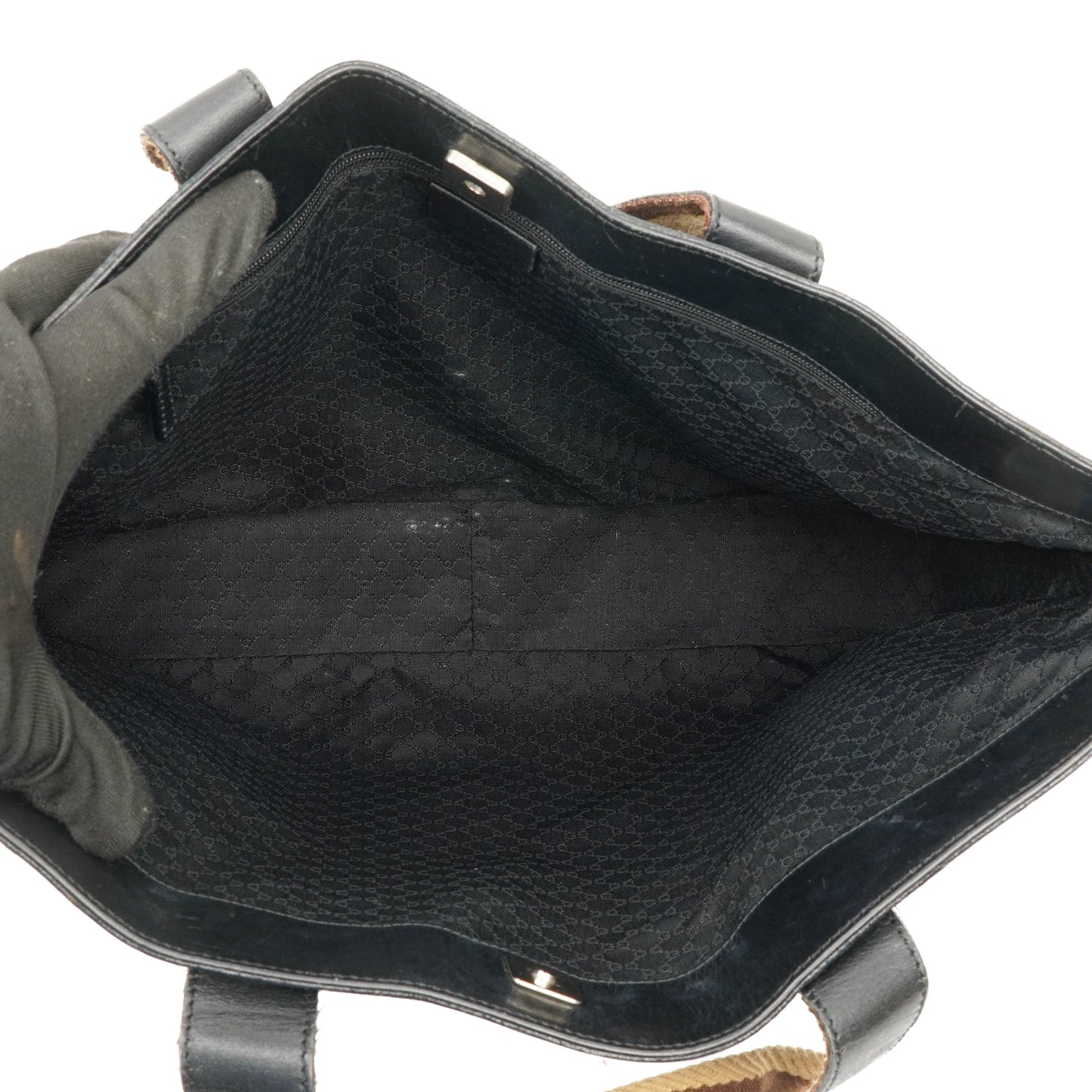 Gucci Web Leather Tote Bag Black