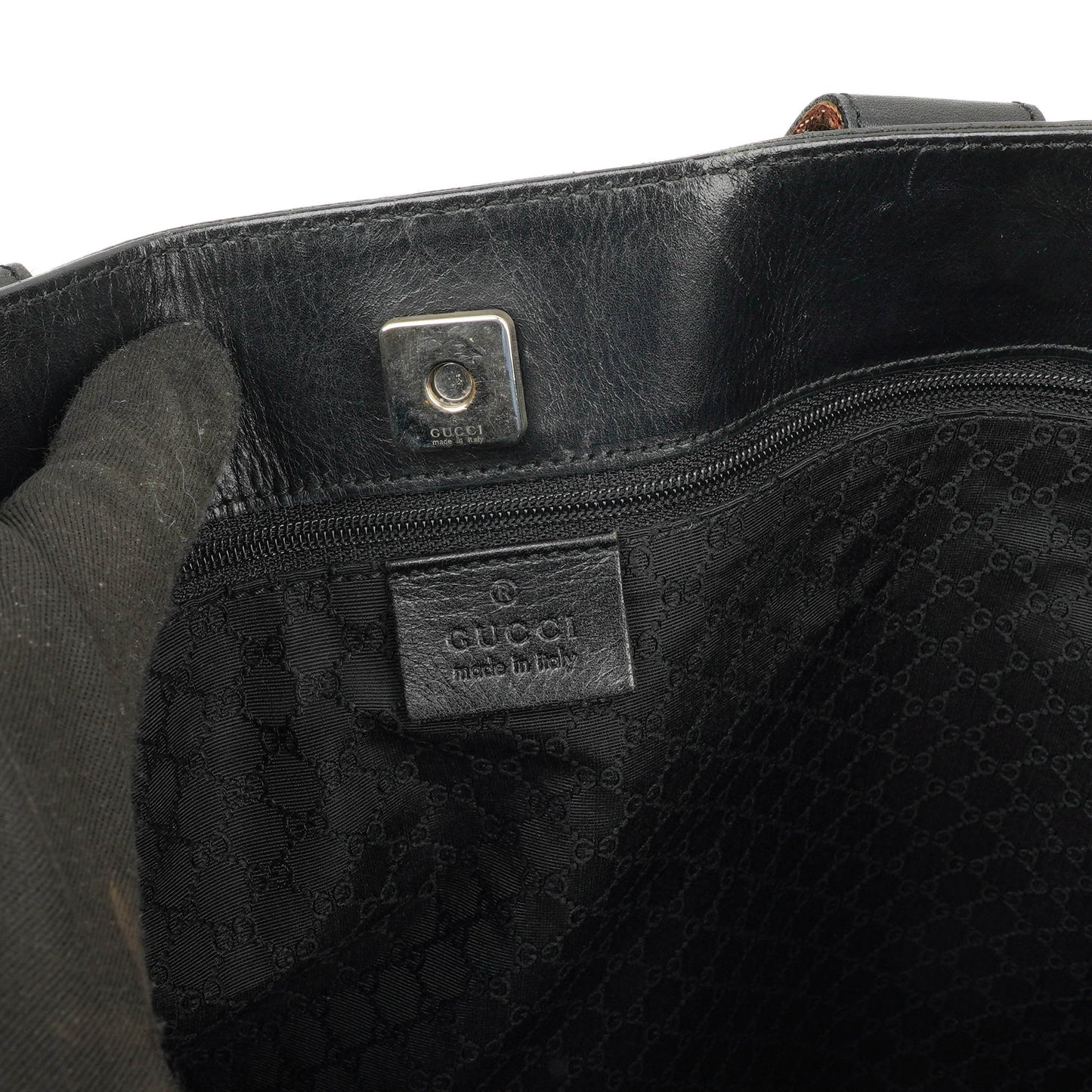 Gucci Web Leather Tote Bag Black
