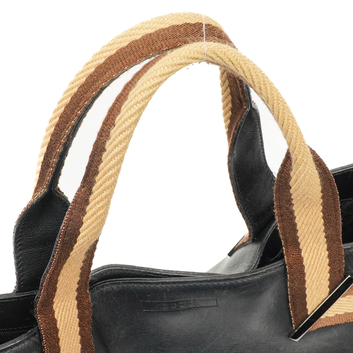 Gucci Web Leather Tote Bag Black