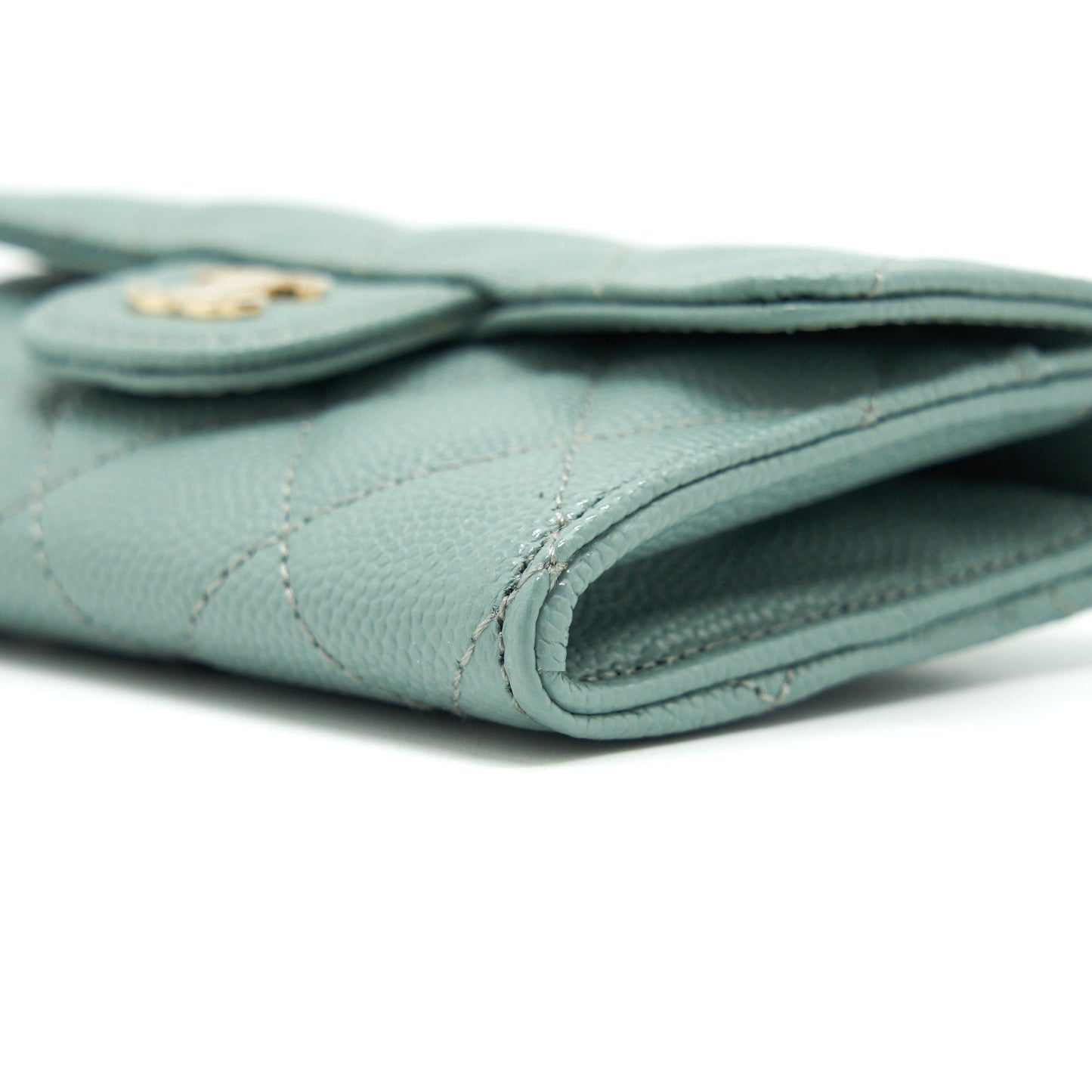 Chanel 22C Flap Card Holder Caviar NG124 Green L