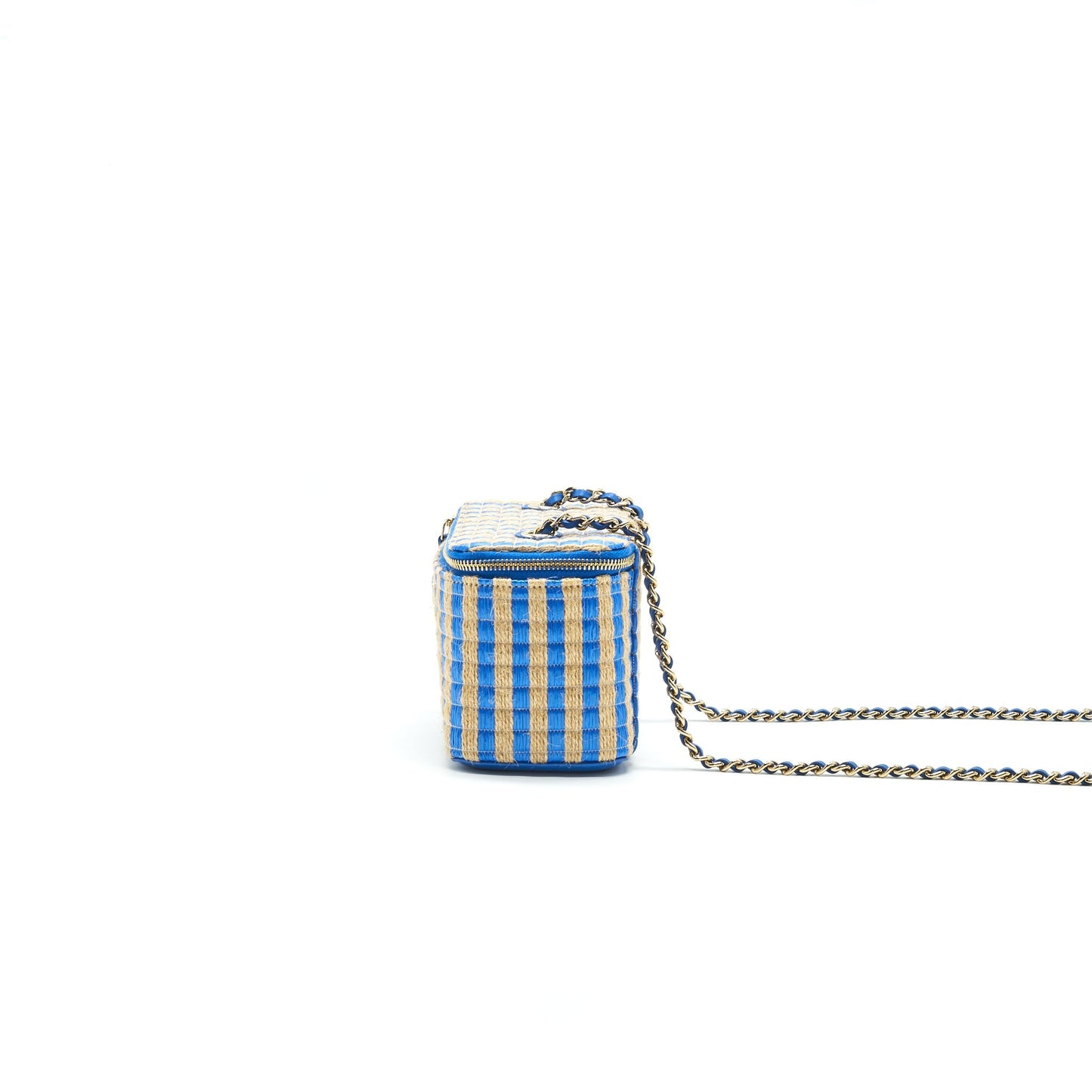 Chanel Vanity with Chain Blue & Beige Handbag