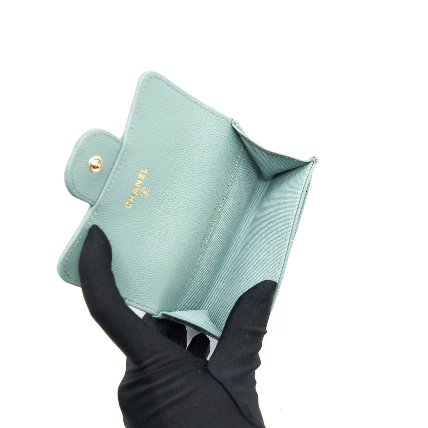 Chanel 22C Flap Card Holder Caviar NG124 Green L
