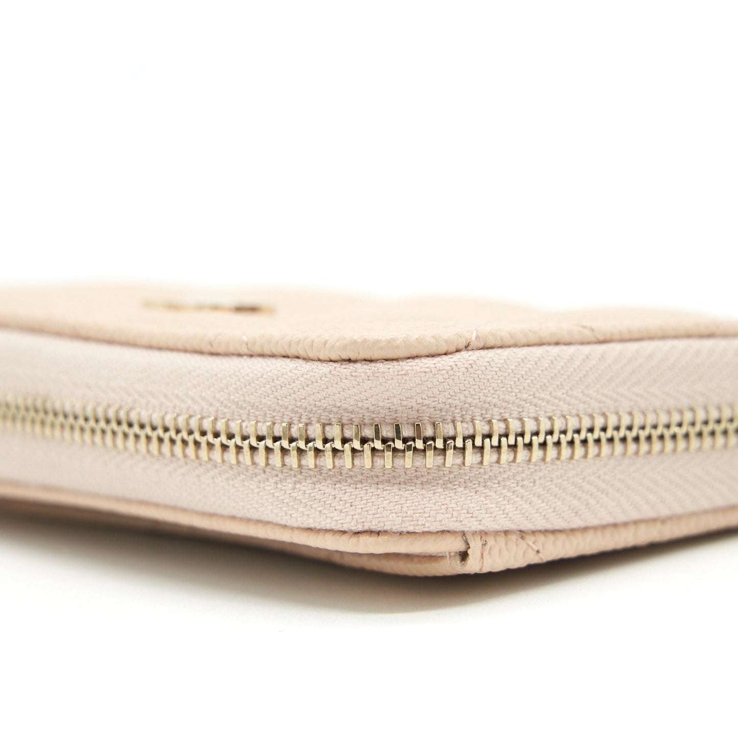 Chanel 22C Zippy Card Holder Caviar Light Beige L