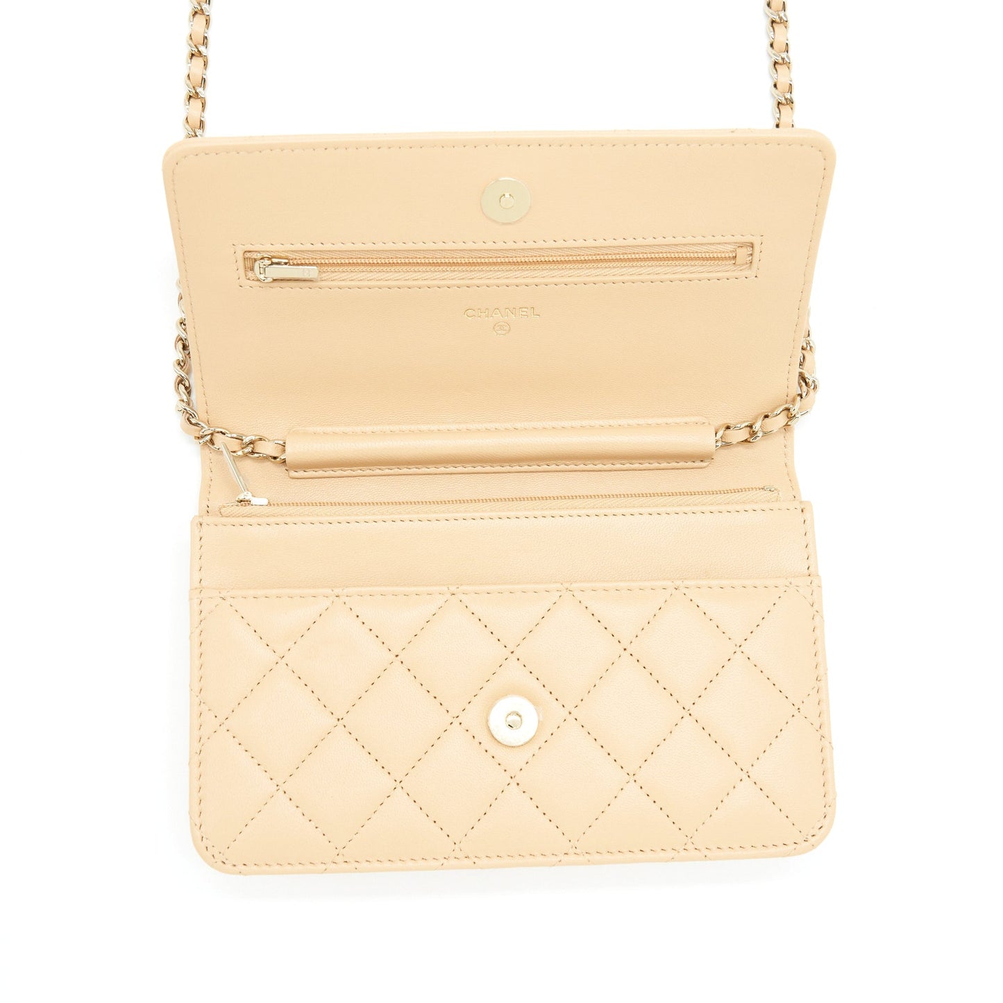 Chanel Classic Wallet On Chain Lambskin Beige L?Microchip?