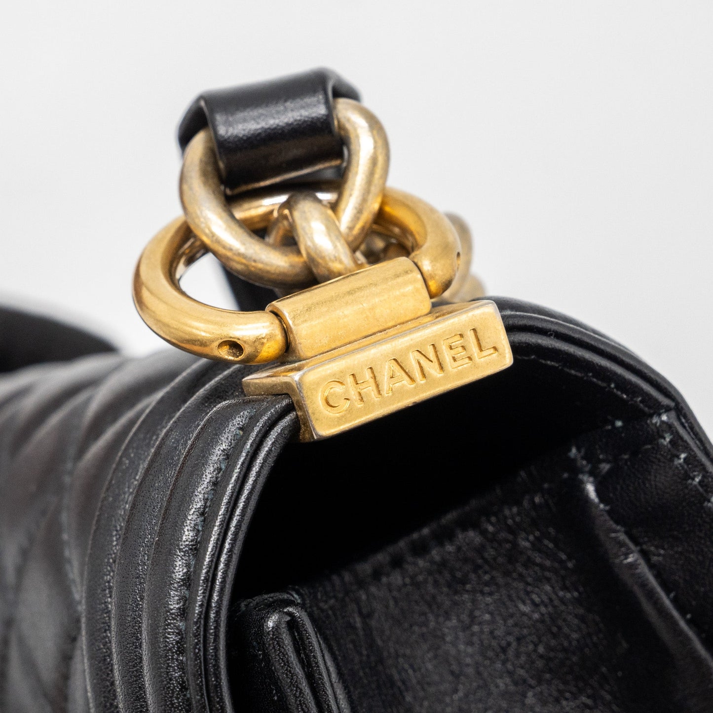Chanel small boy bag Calfskin black