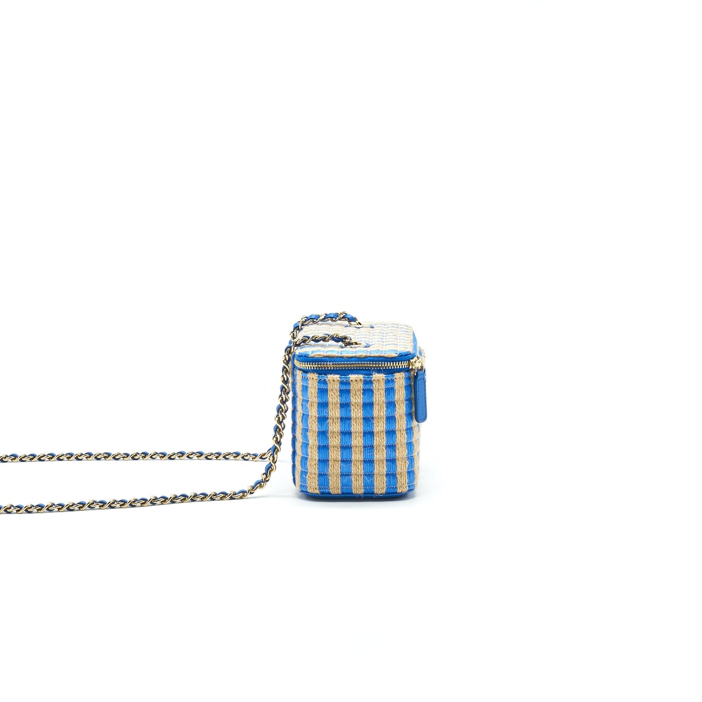 Chanel Vanity with Chain Blue & Beige Handbag
