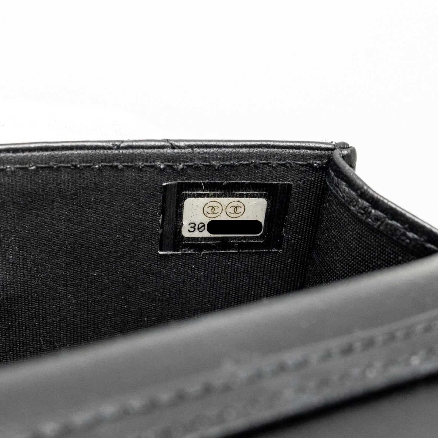 Chanel Zirconium Flap Clutch/Card Holder with Chain Lambskin Black
