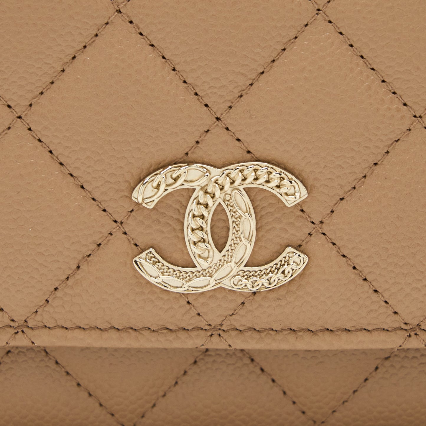Chanel 22K Wallet On Chain Caviar Dark Beige L (Microchip)