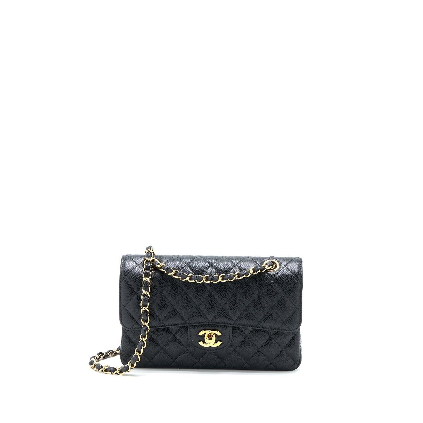 Chanel Small Classic Flap Bag Caviar Black  (Microchip)