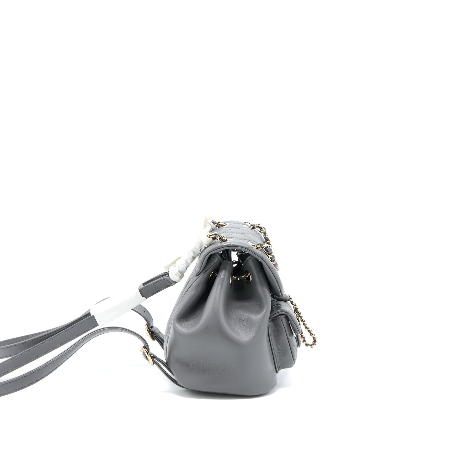 Chanel 22A Mimi Duma Backpack Lambskin Dark Grey L (Microchip)