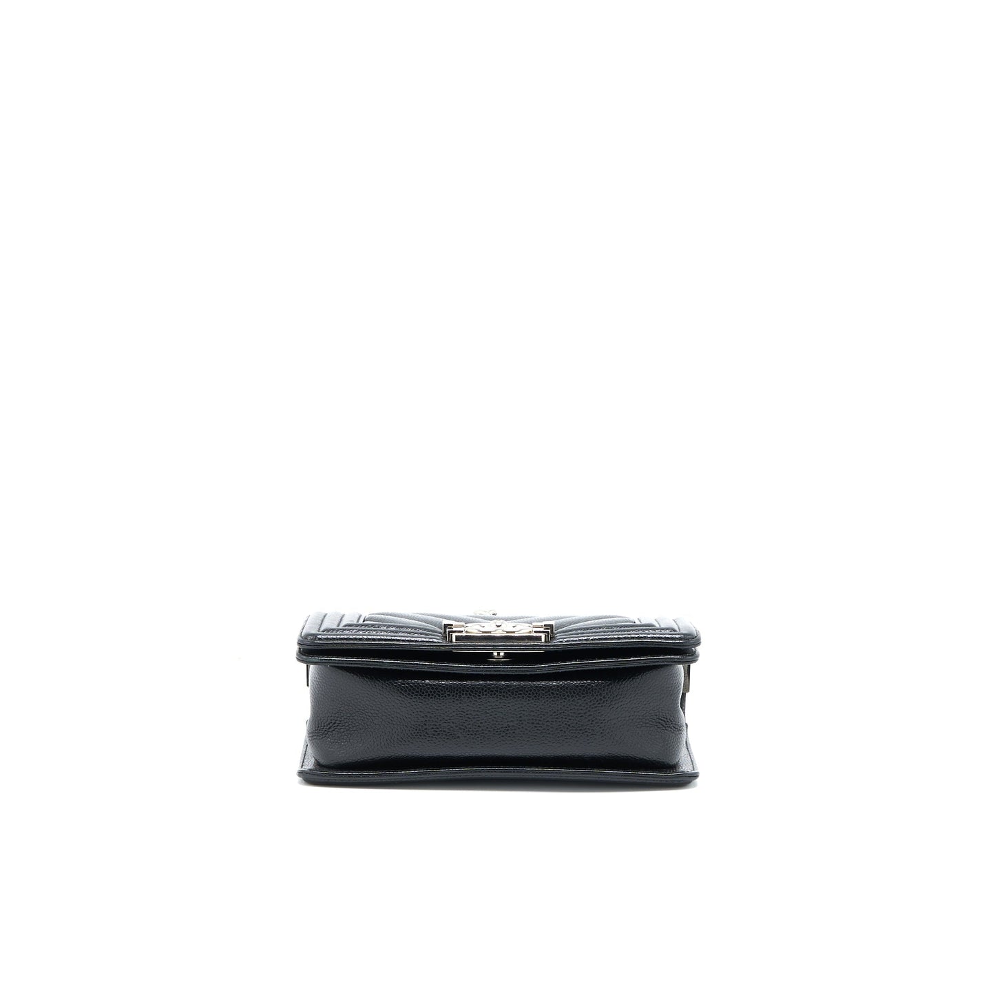 Chanel Small Chevron Boy Bag Shiny Grained Calfskin Black