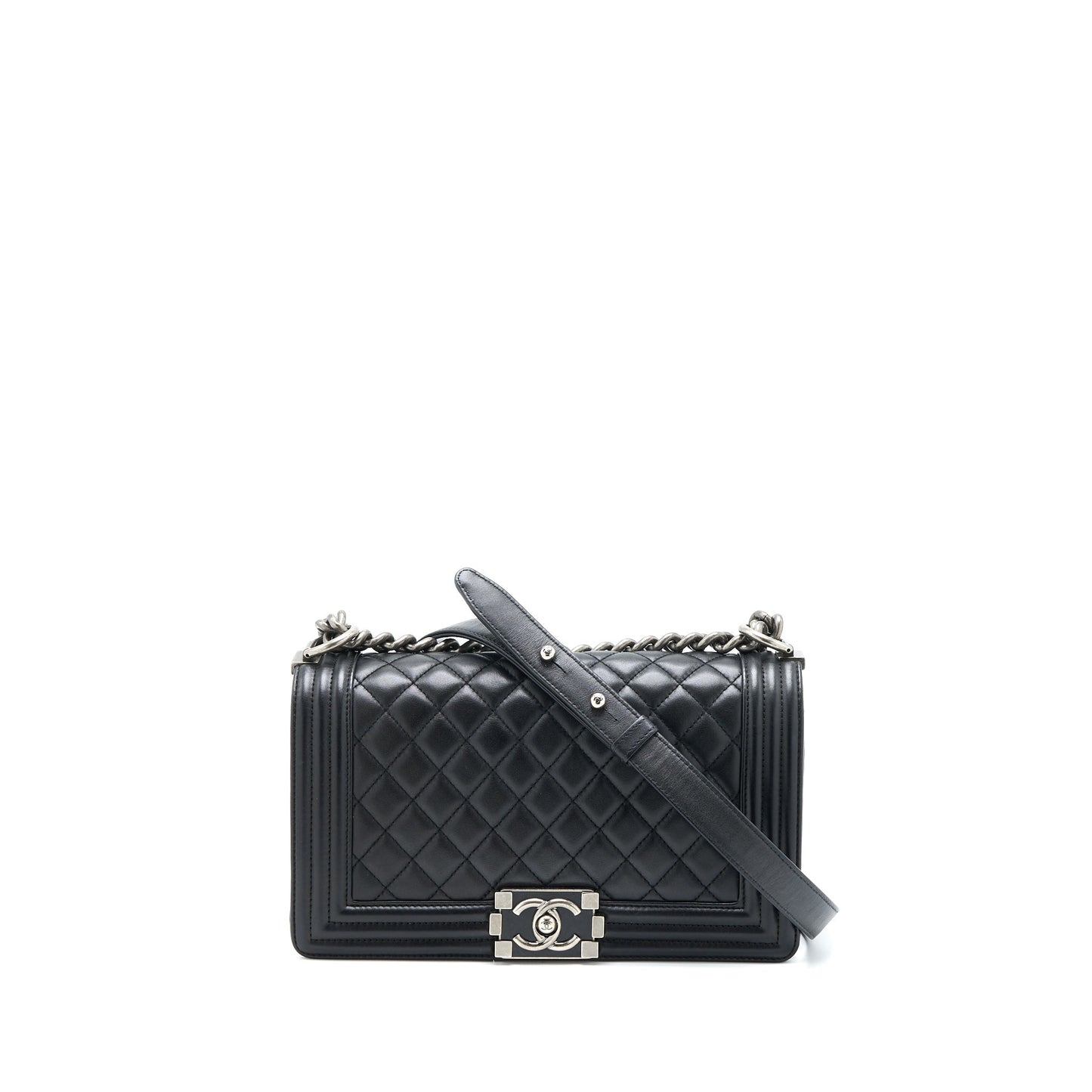 Chanel Medium Boy Bag Lambskin Black Ruthenium