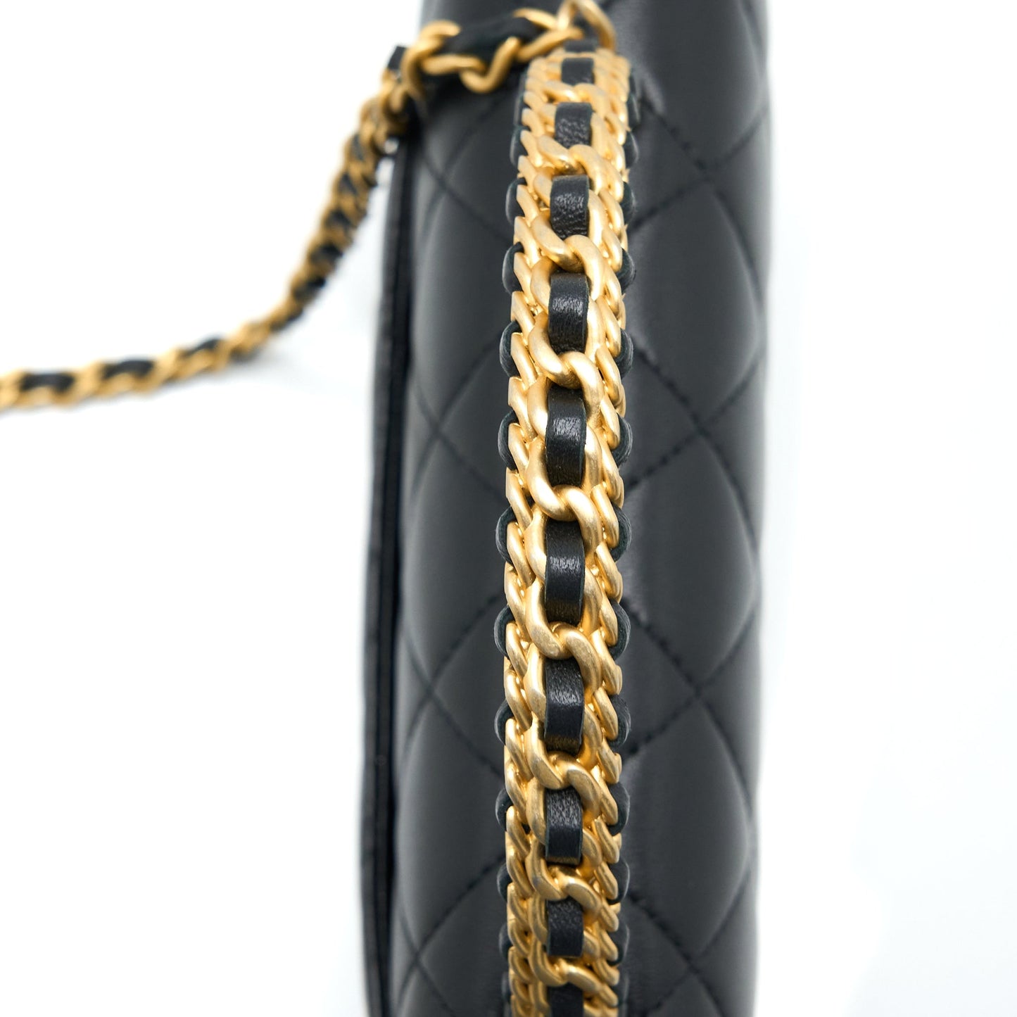 Chanel Top Handle Wallet On Chain Lambskin Black Brushed  (Microchip)