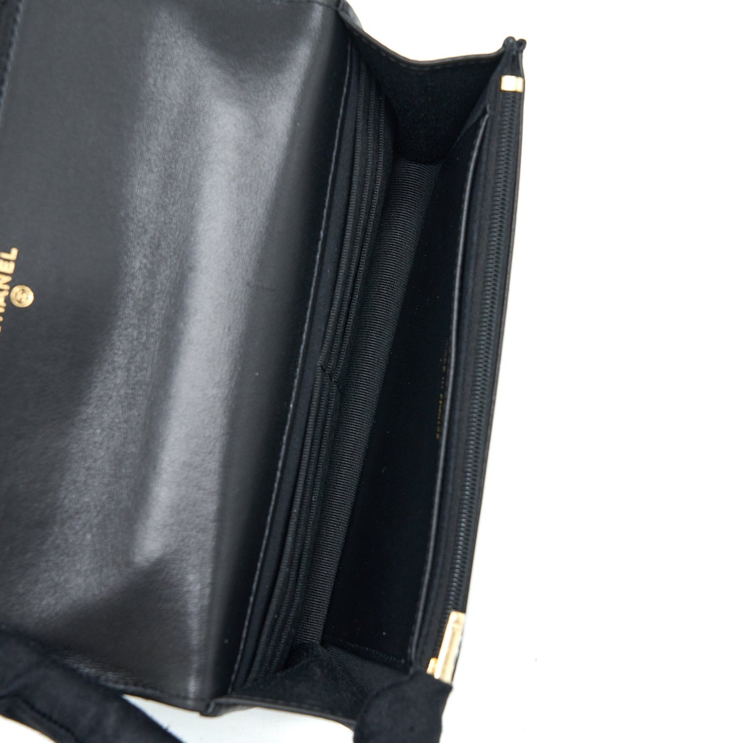 Chanel Top Handle Wallet On Chain Lambskin Black Brushed  (Microchip)