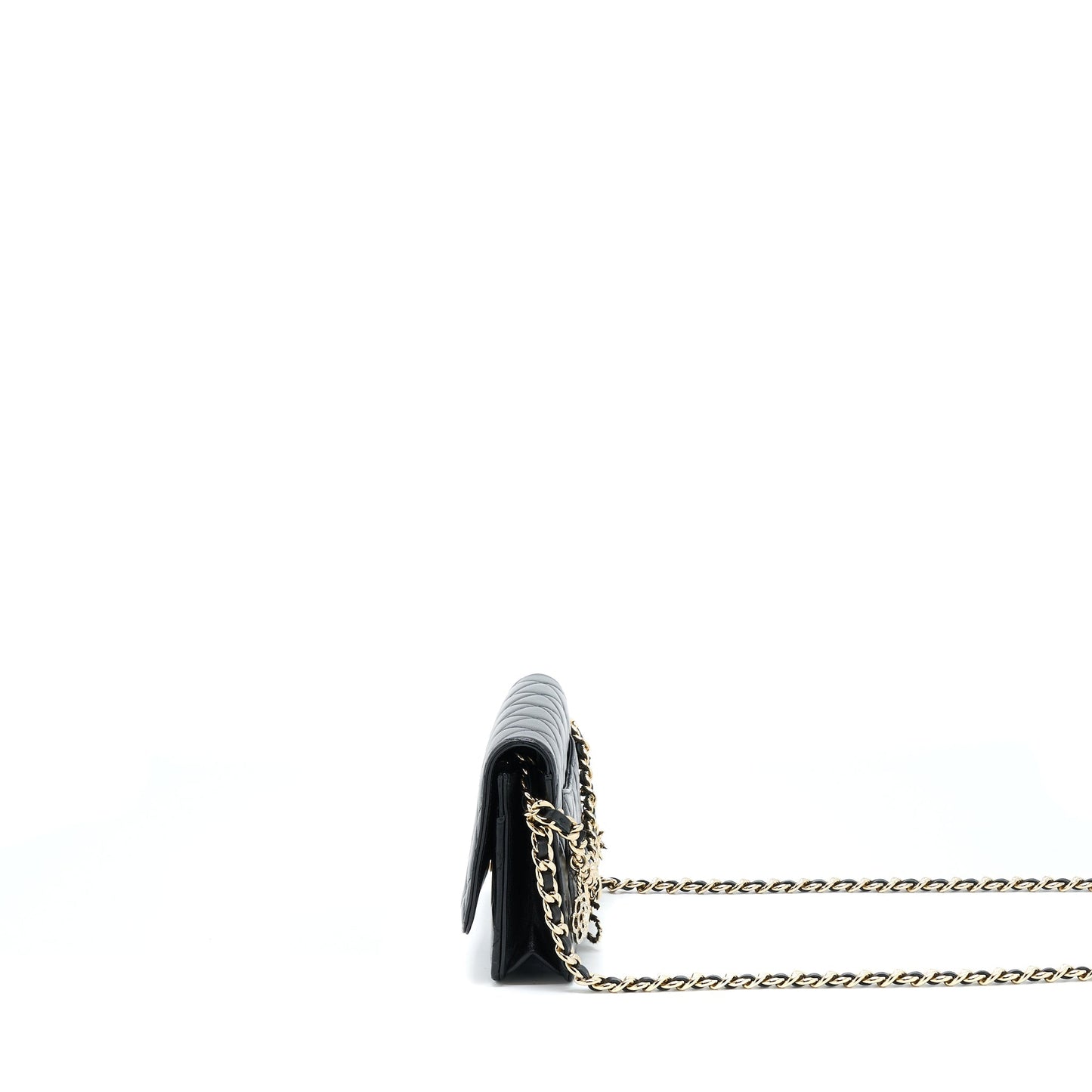 Chanel Coco Charm Wallet On Chain Lambskin Black L