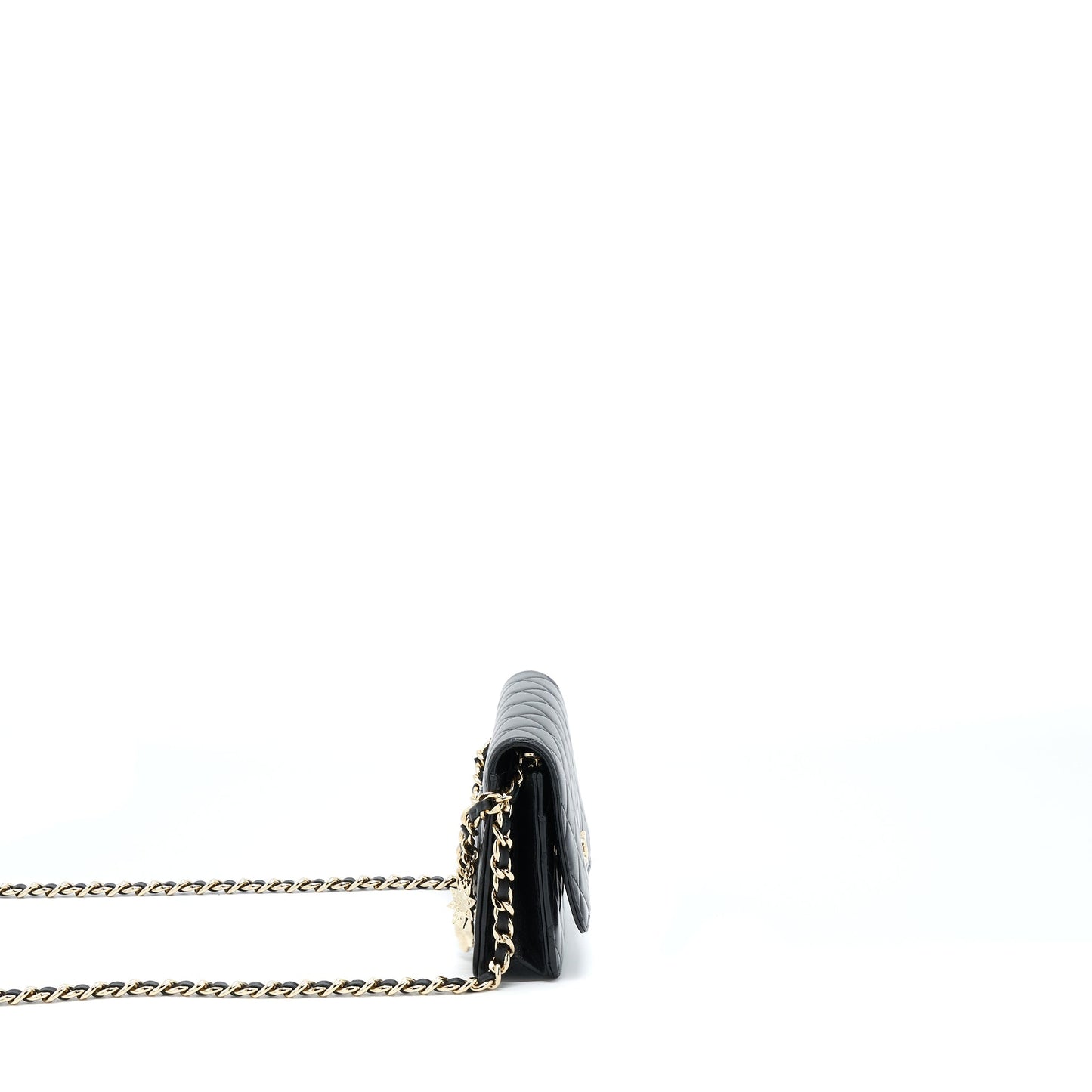 Chanel Coco Charm Wallet On Chain Lambskin Black L