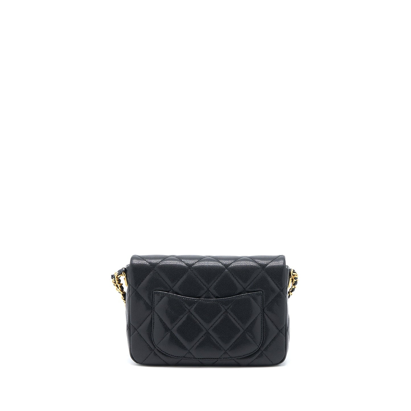 Chanel 22A Small Flap Bag Grained Shiny Calfskin Black Brushed (Microchip)
