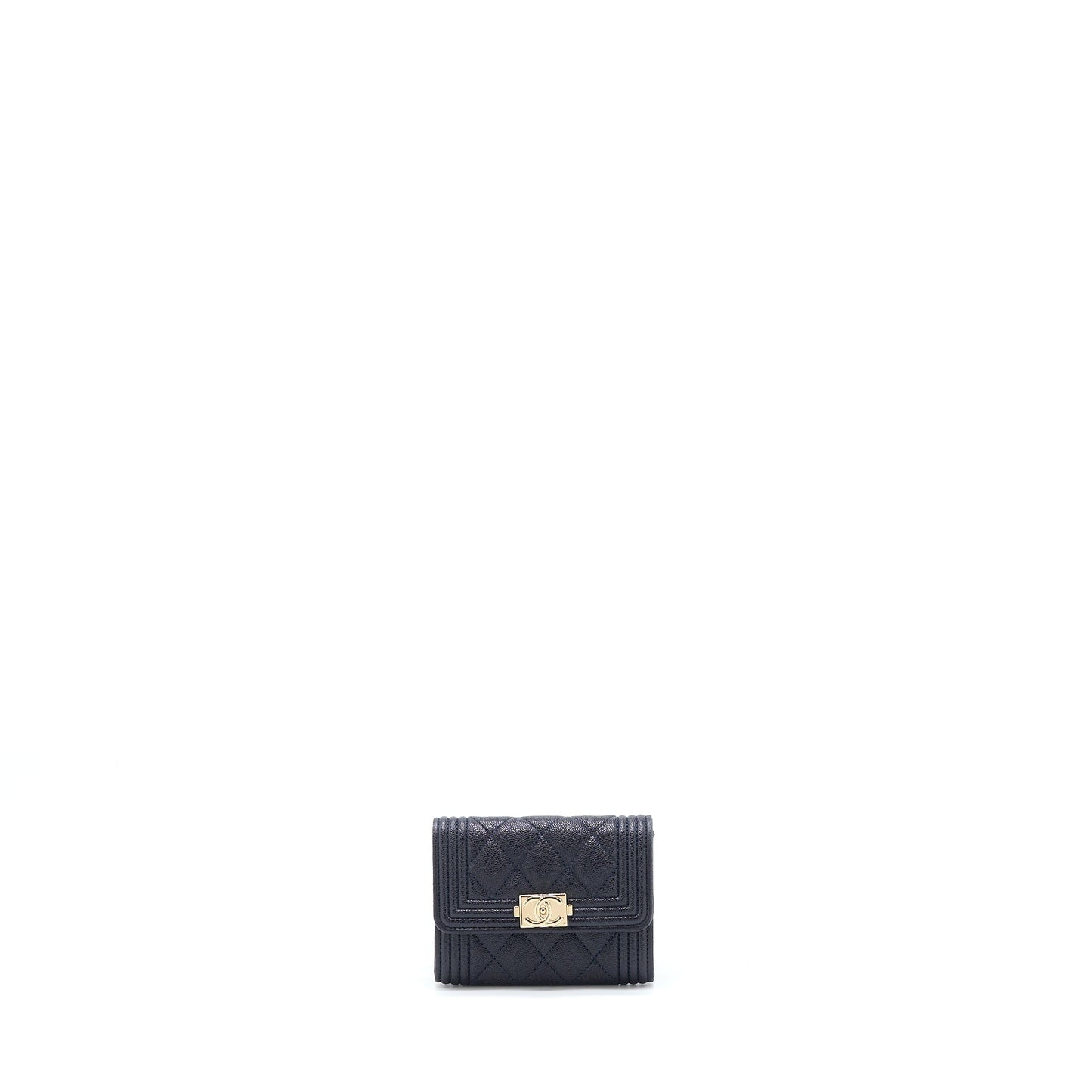 Chanel Boy Small Flap Card Holder Caviar Black