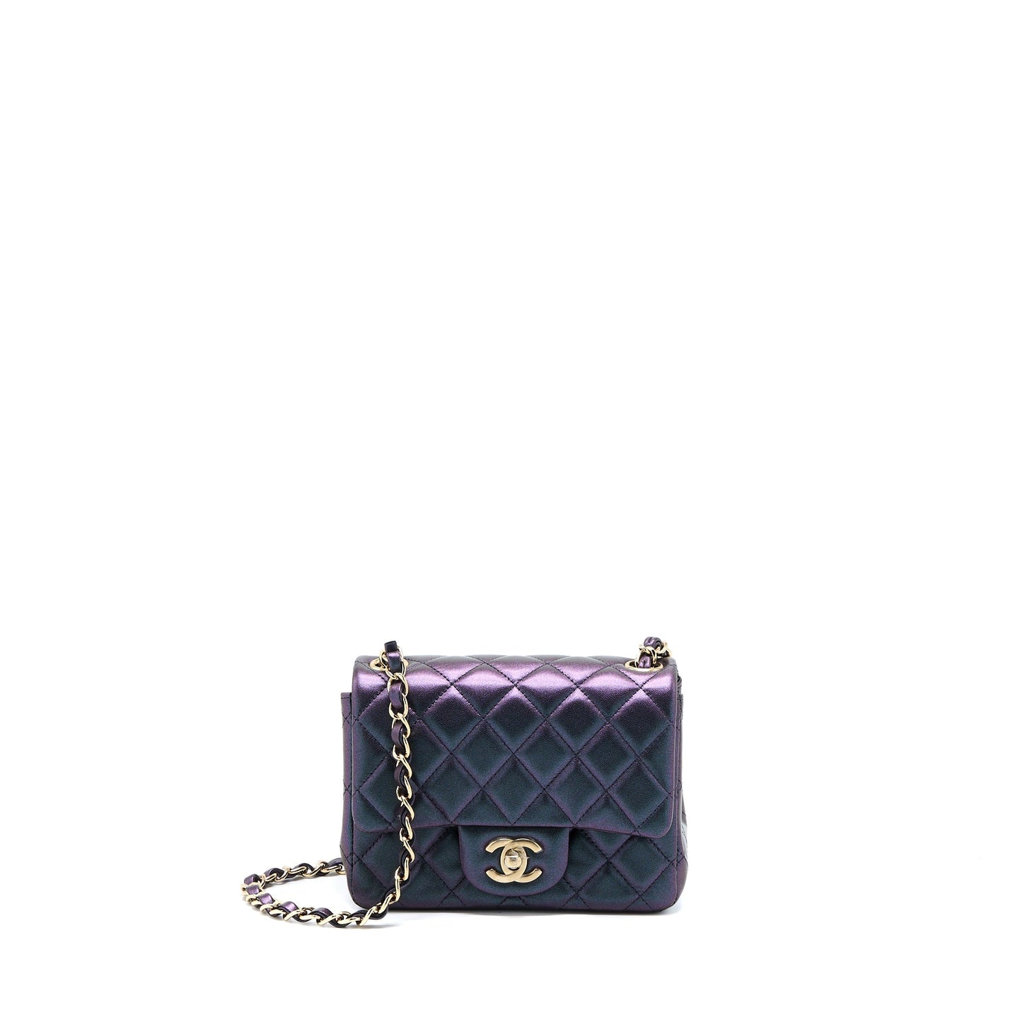 Chanel 22B Mini Square Pearly Lambskin Black L (Microchip)