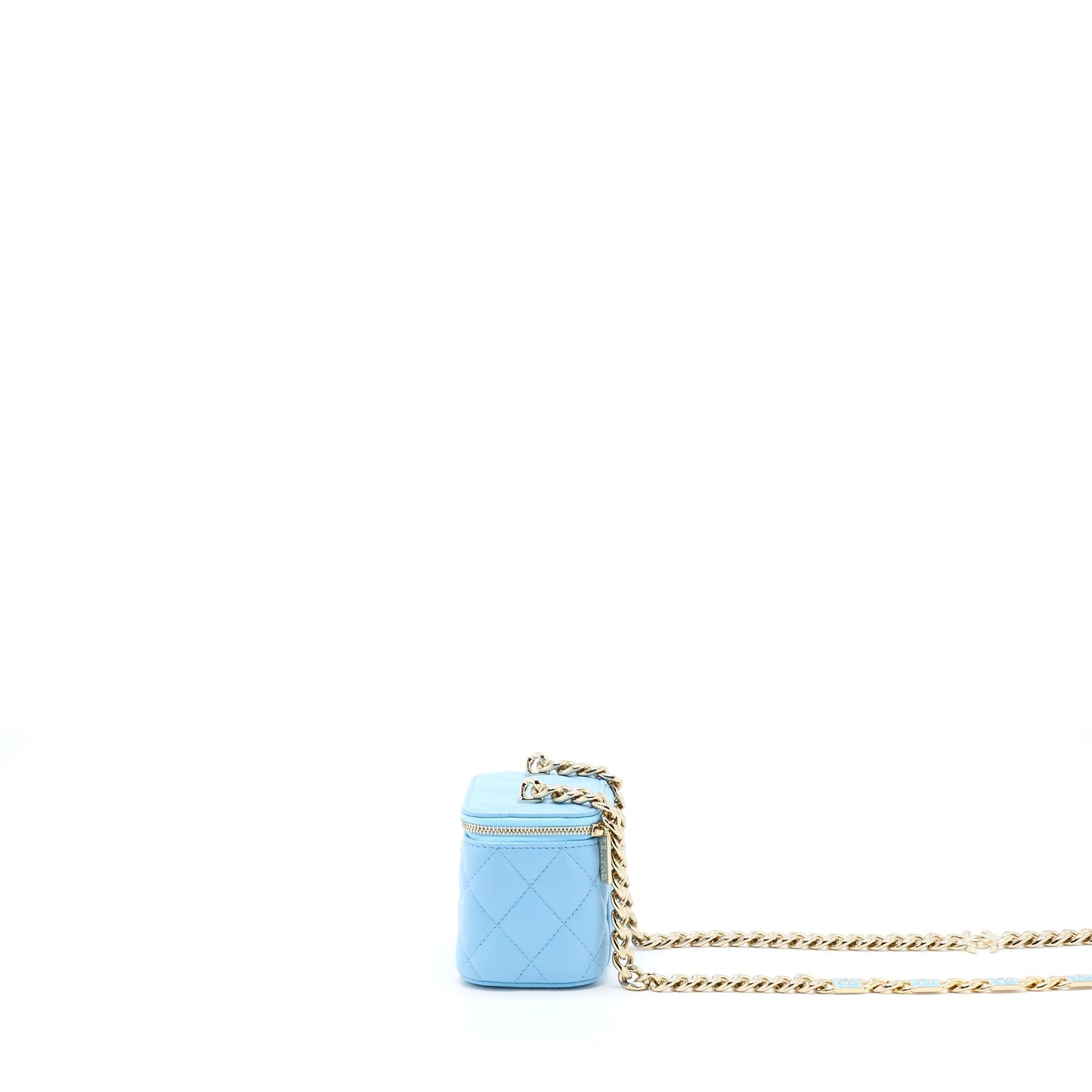 Chanel Mini Vanity Case With Giant Chain Lambskin Blue L