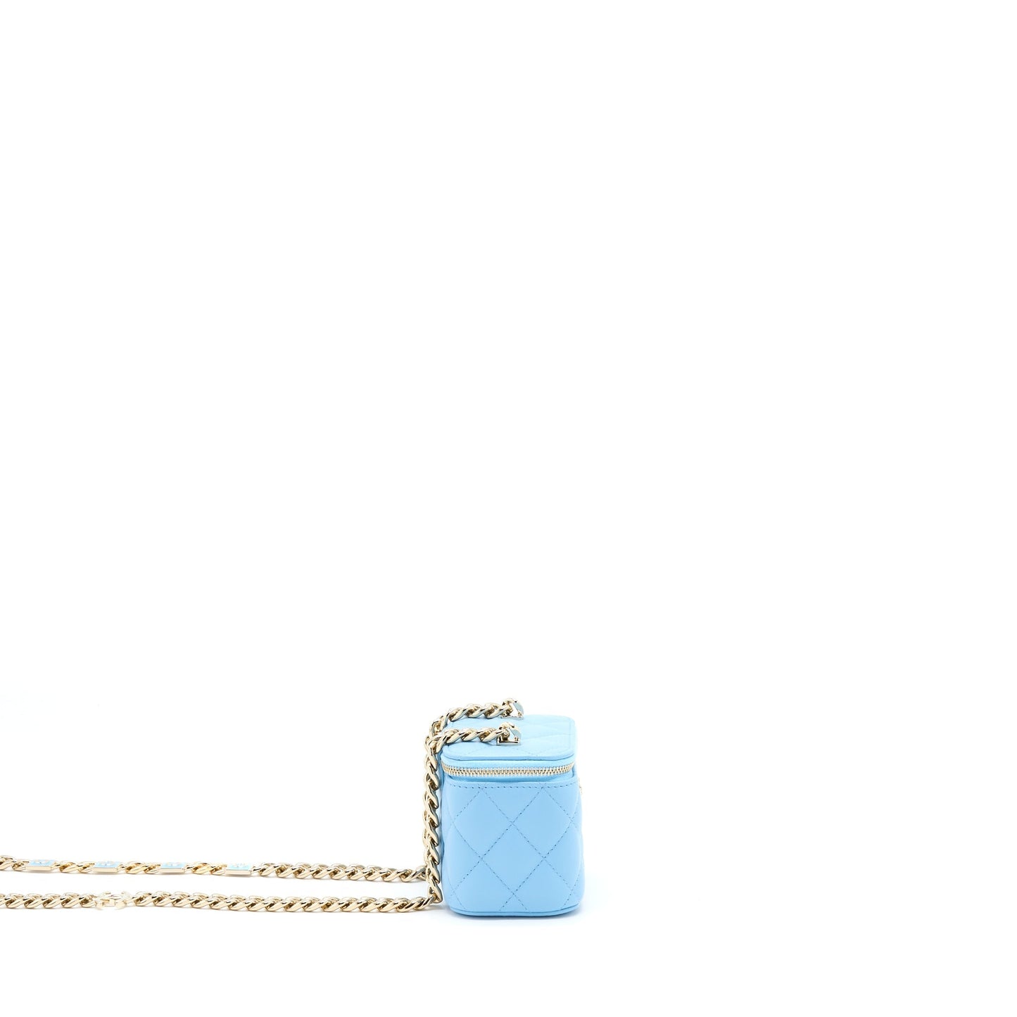 Chanel Mini Vanity Case With Giant Chain Lambskin Blue L