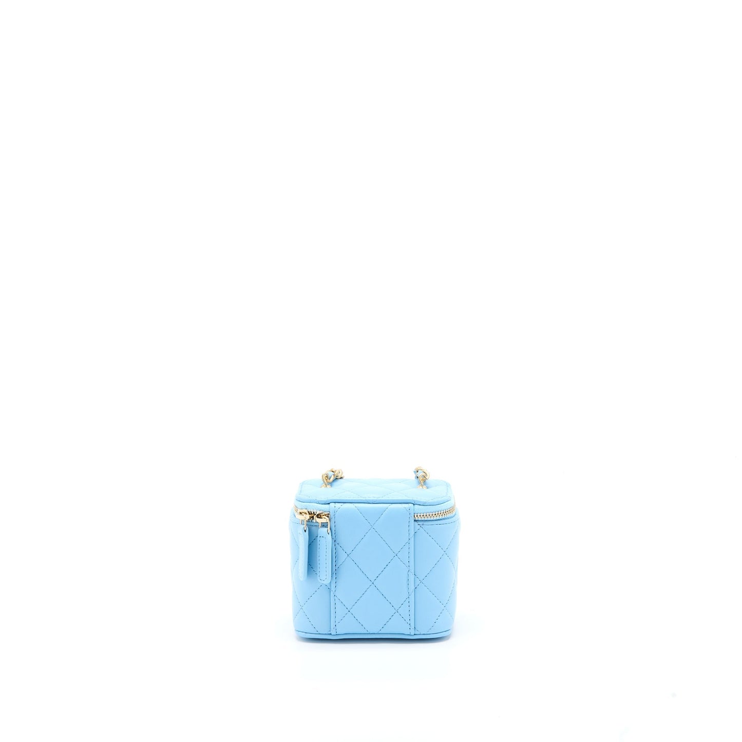 Chanel 22s Pearl Crush Mini Vanity Case Lambskin Light Blue Brushed