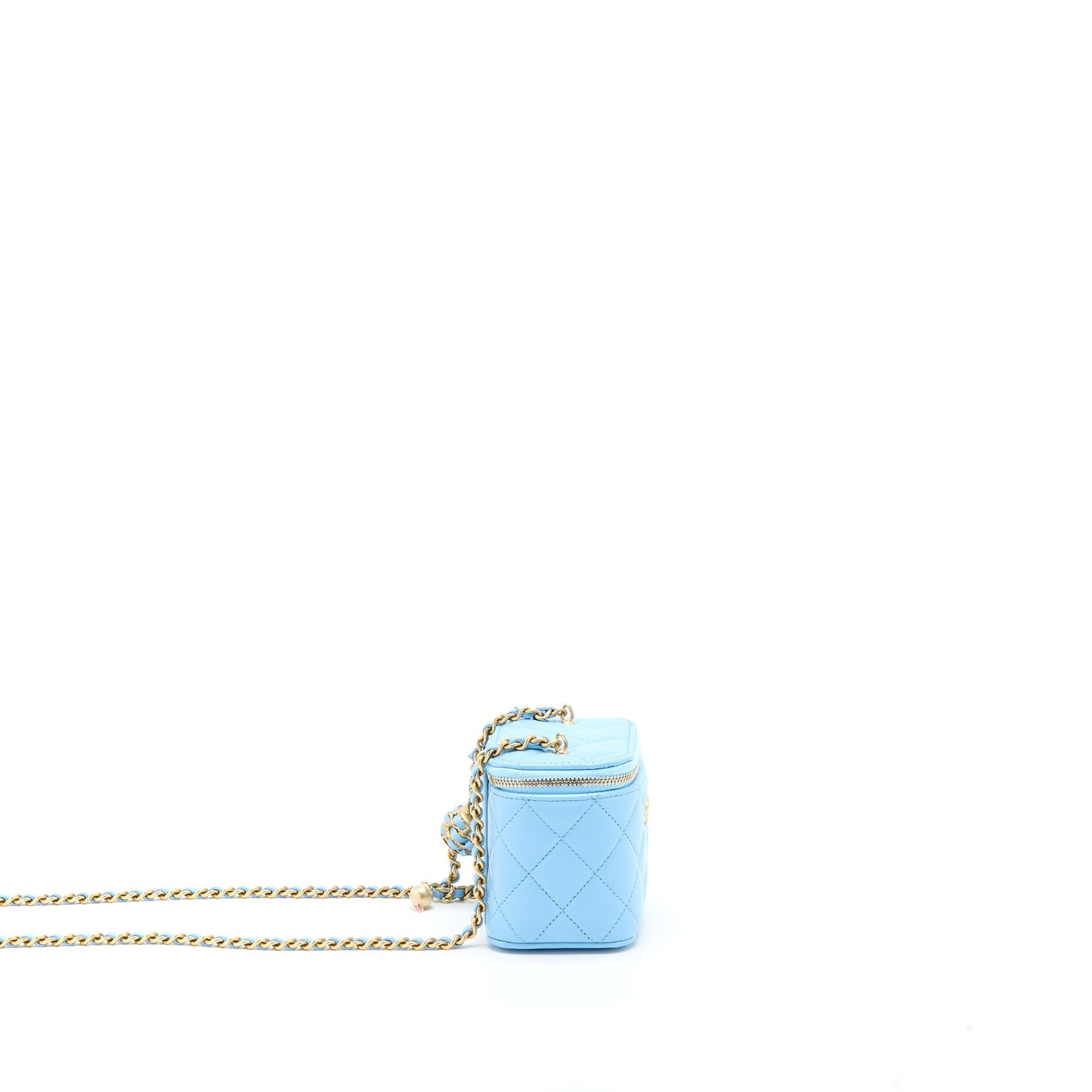 Chanel 22s Pearl Crush Mini Vanity Case Lambskin Light Blue Brushed
