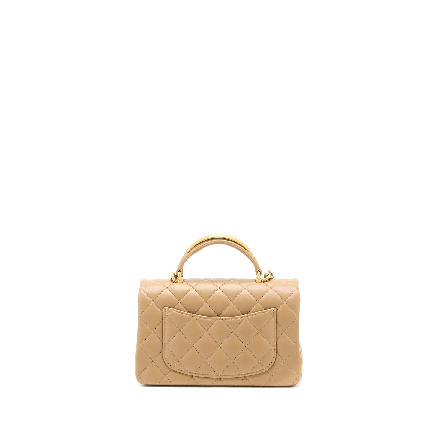 Chanel 22B Detail Top Handle Mini Rectangular Lambskin NJ528 Dark Beige Brushed