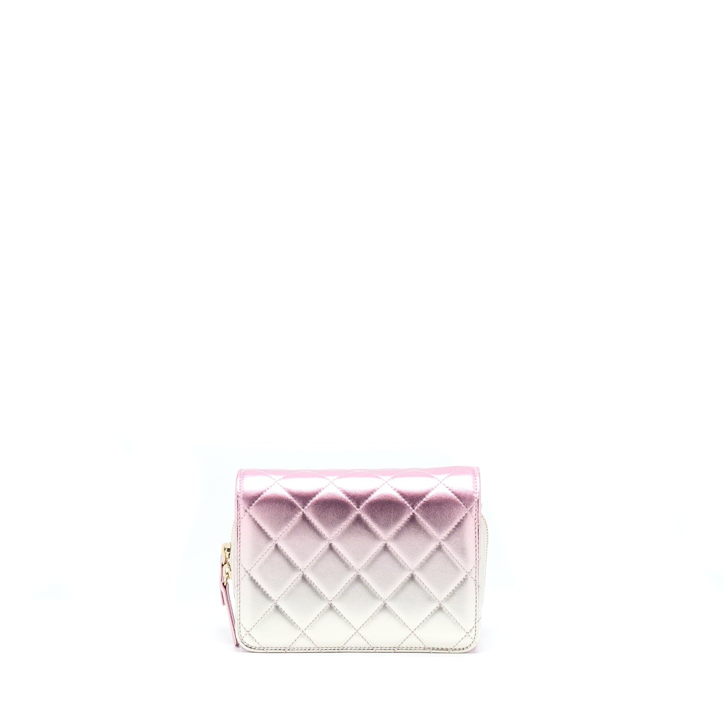 Chanel 21P Crossbody Flap Bag Lambskin Iridescent Pink L