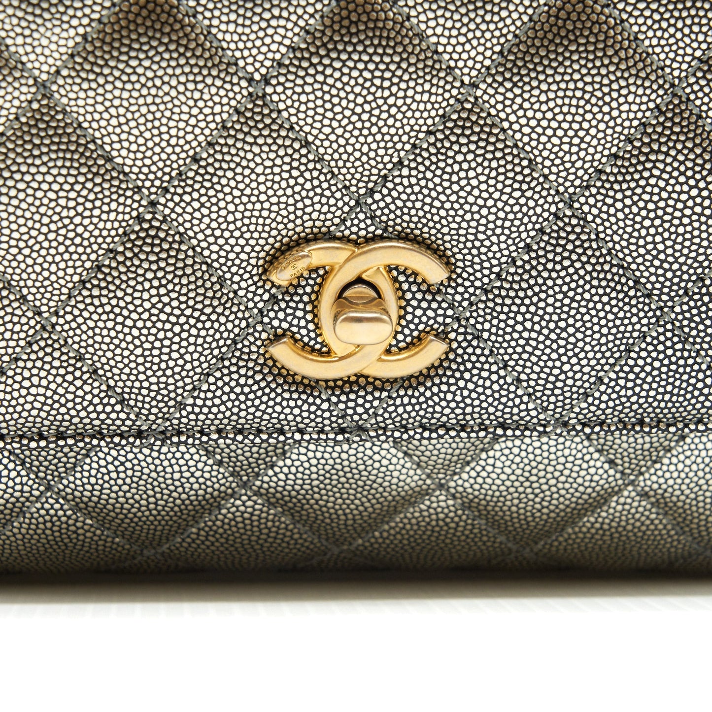 Chanel small coco handle 24cm Caviar Metallic Silver